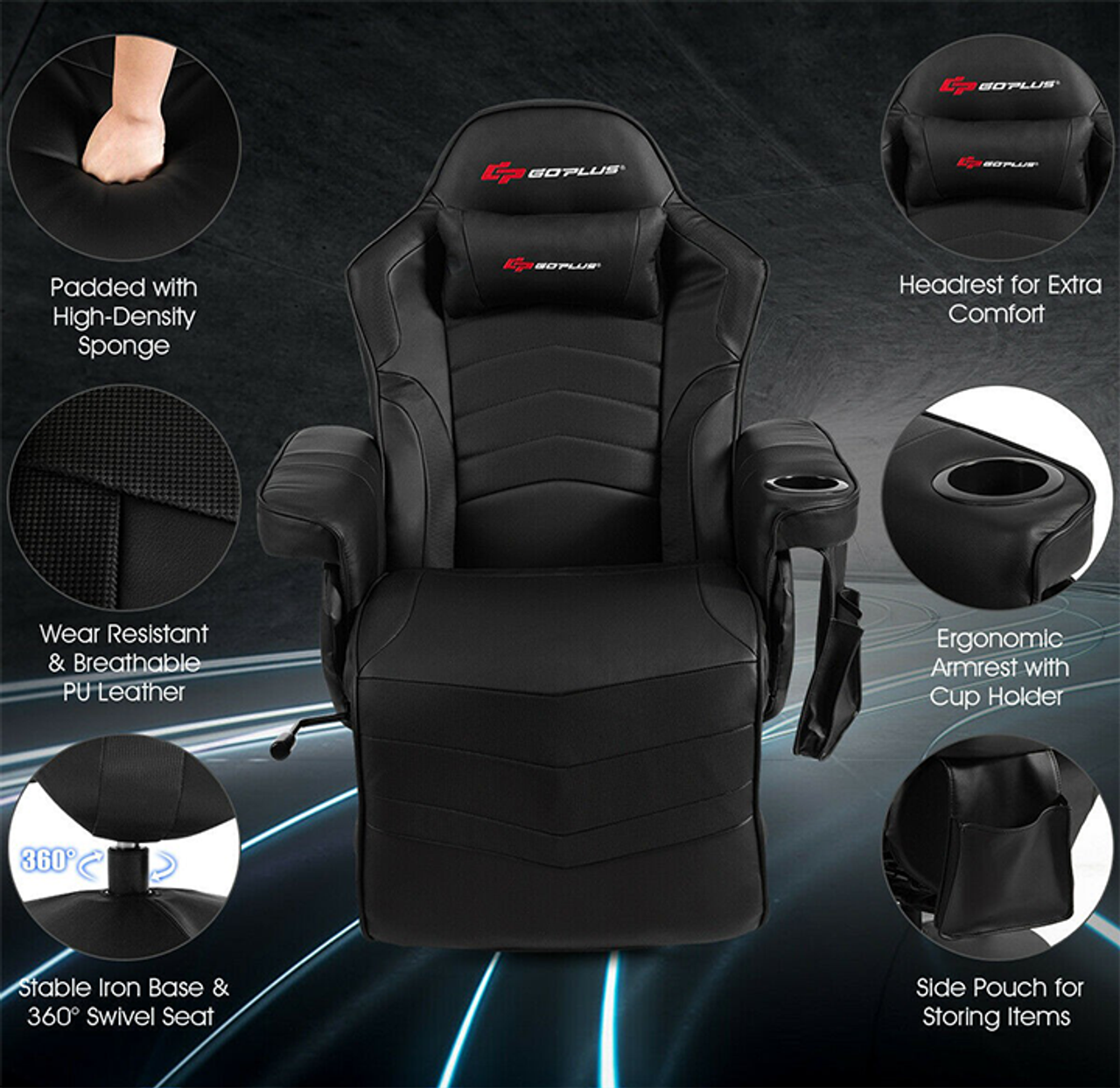Massaging Swivel Gaming Recliner product image