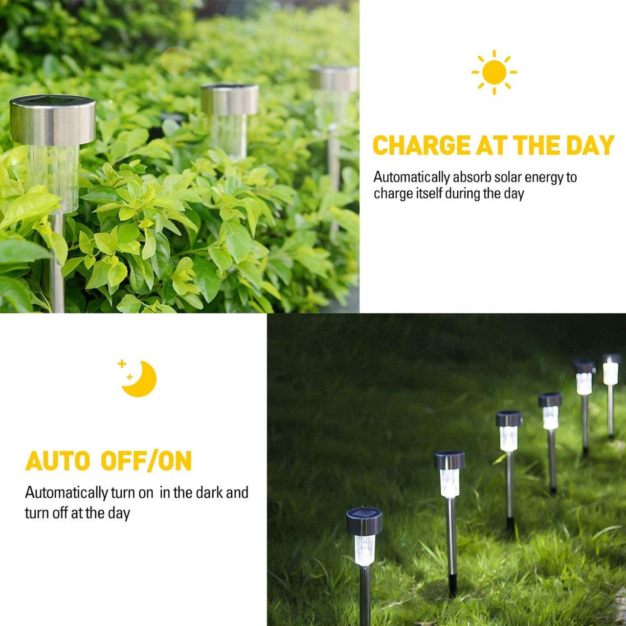 Stainless Steel Solar Powered Pathway Garden Light (12-Pack) product image