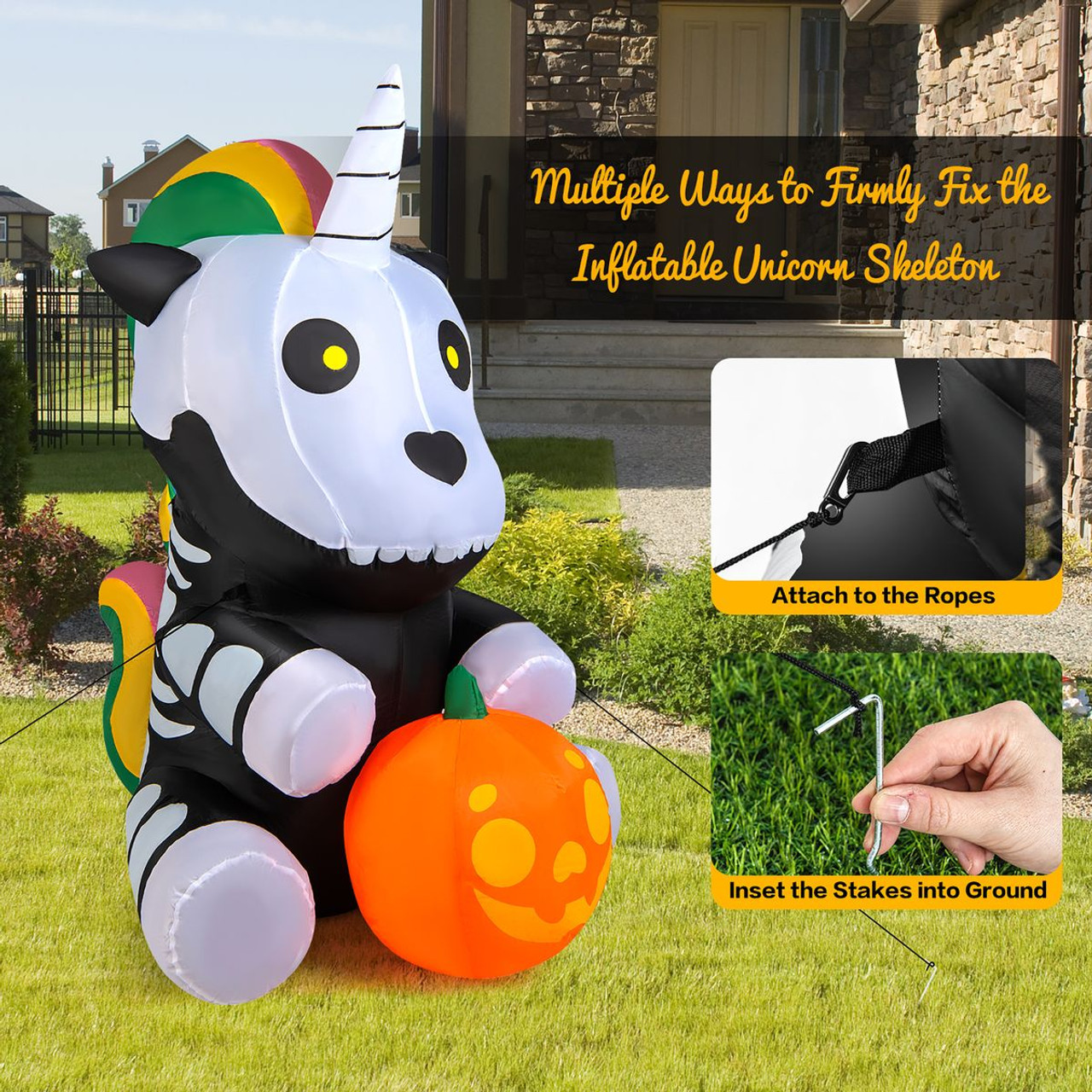 Inflatable Halloween Unicorn Skeleton Yard Decoration product image