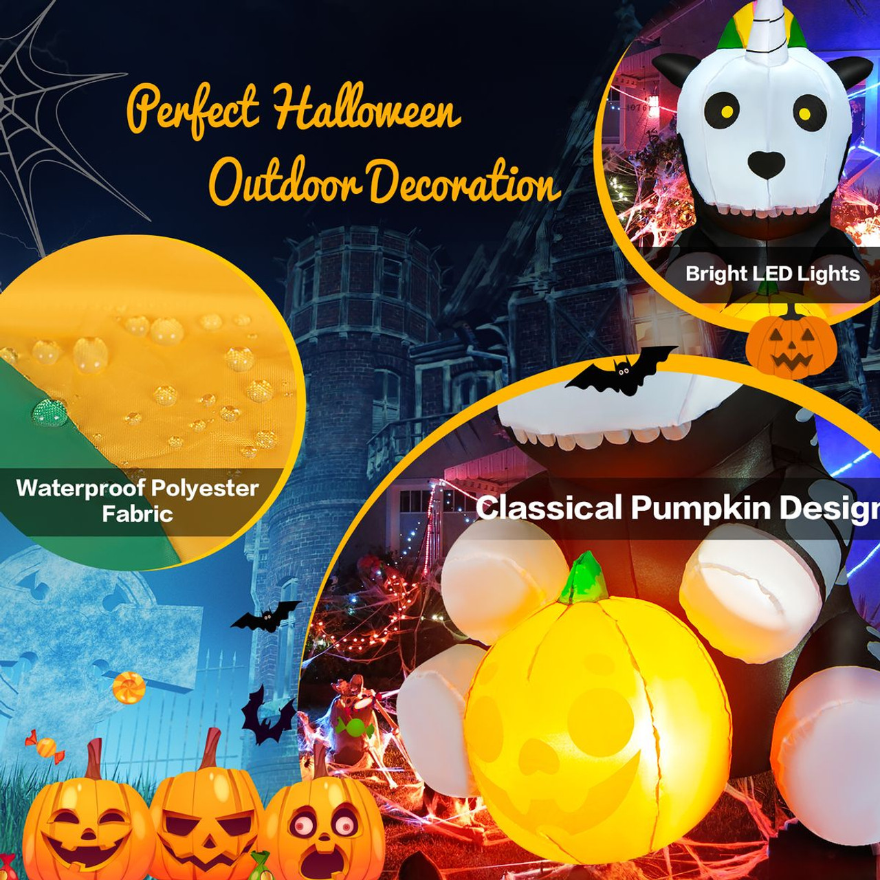 Inflatable Halloween Unicorn Skeleton Yard Decoration product image
