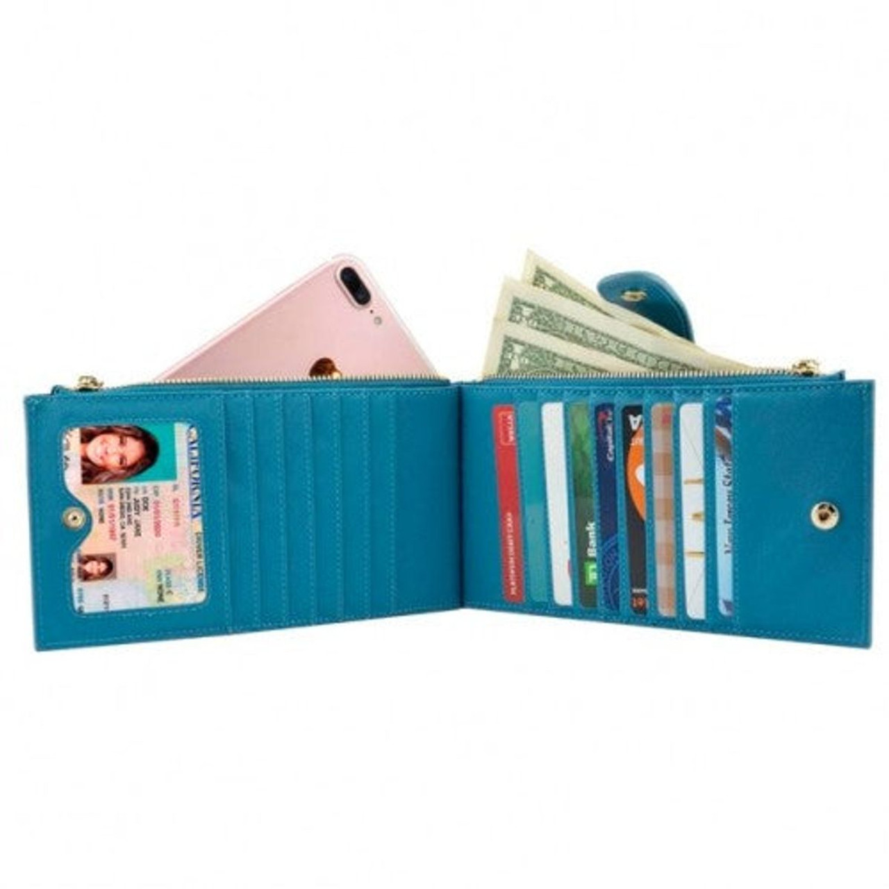 RFID Blocking Multi Card Case Wallet with Zipper Pocket product image