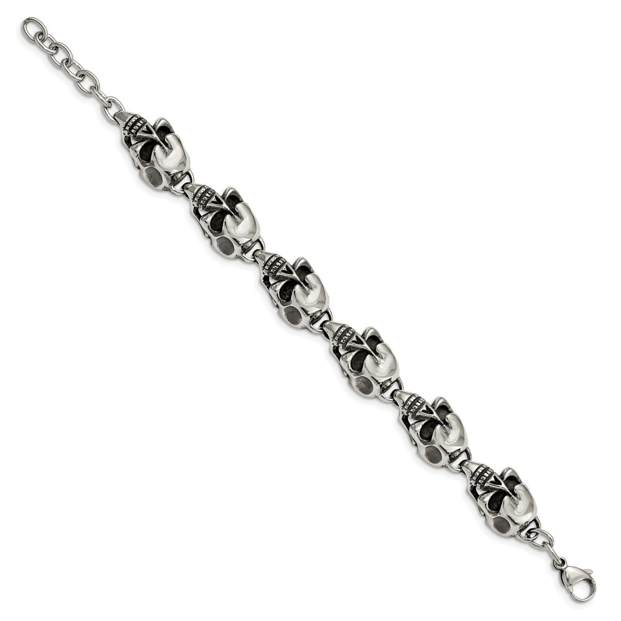 Polished Stainless Steel Skulls Bracelet  product image