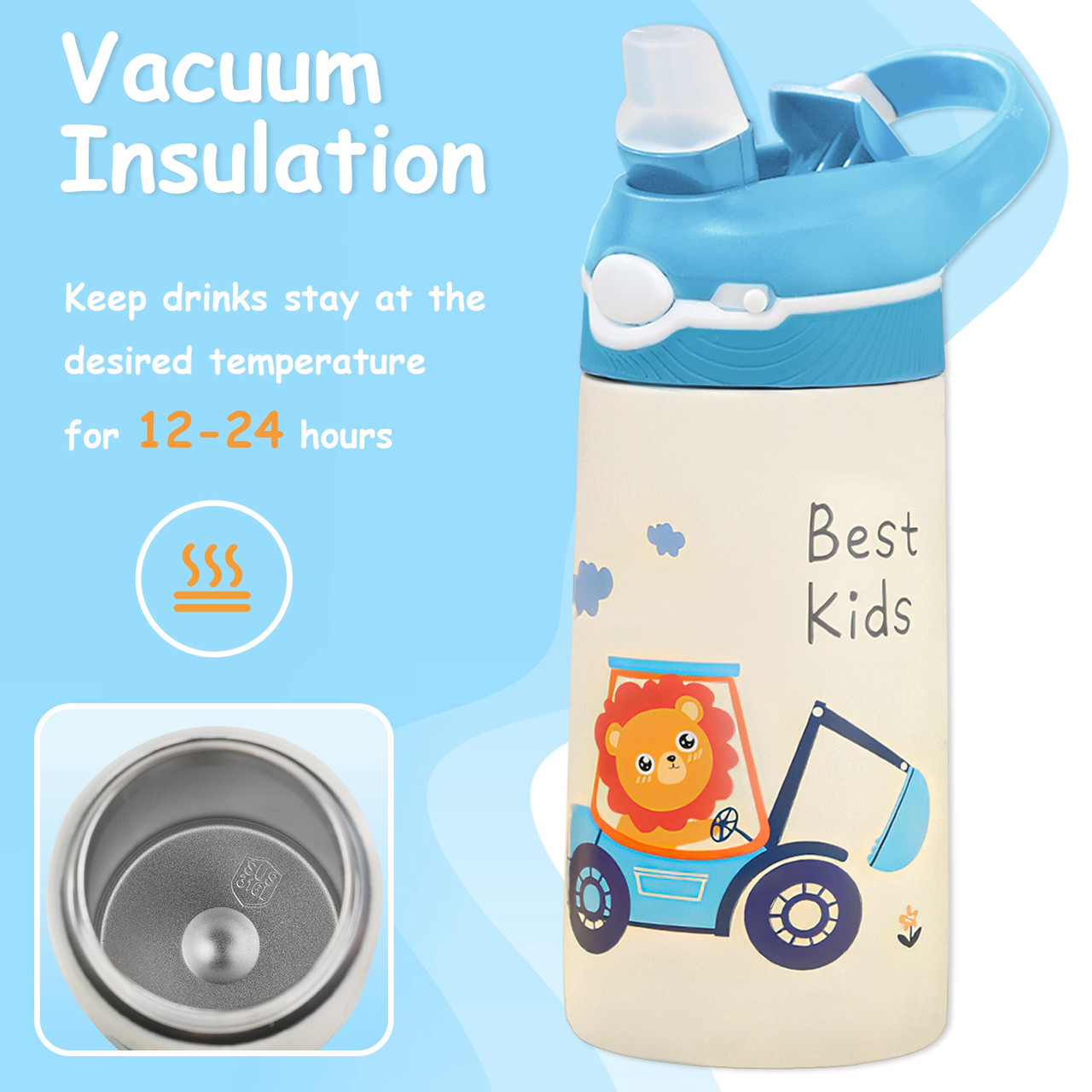 iMounTEK® Kids' Insulated Stainless Steel Water Bottle with Straw Lid product image