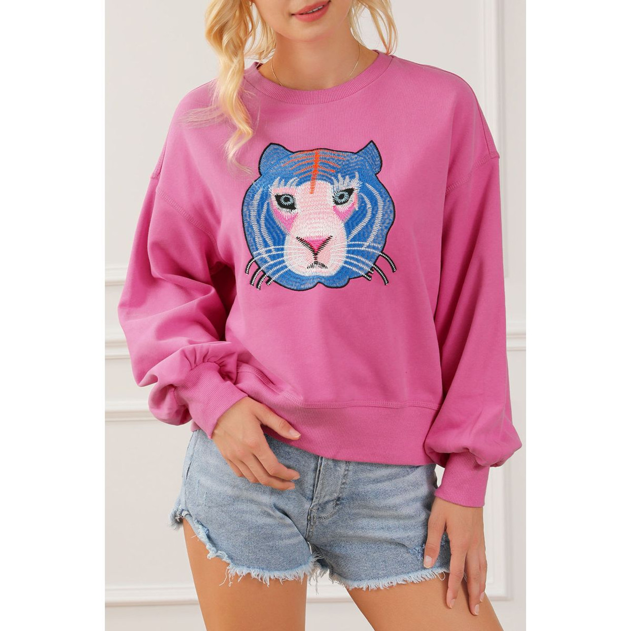 Regina Chic Tiger Embroidered Casual Sweatshirt product image