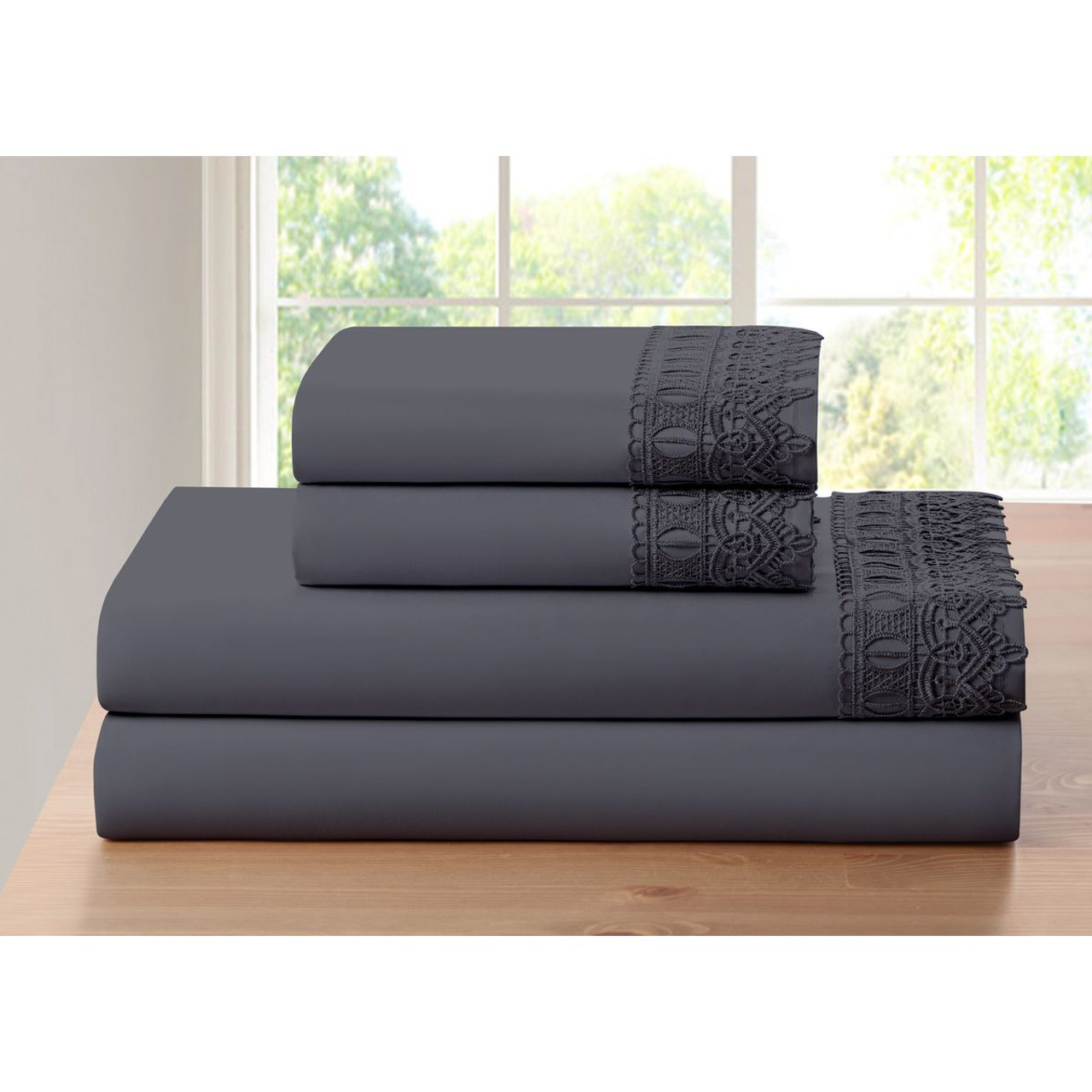 4-Piece Bamboo Comfort Lace Crochet Embroidery Sheet Set product image