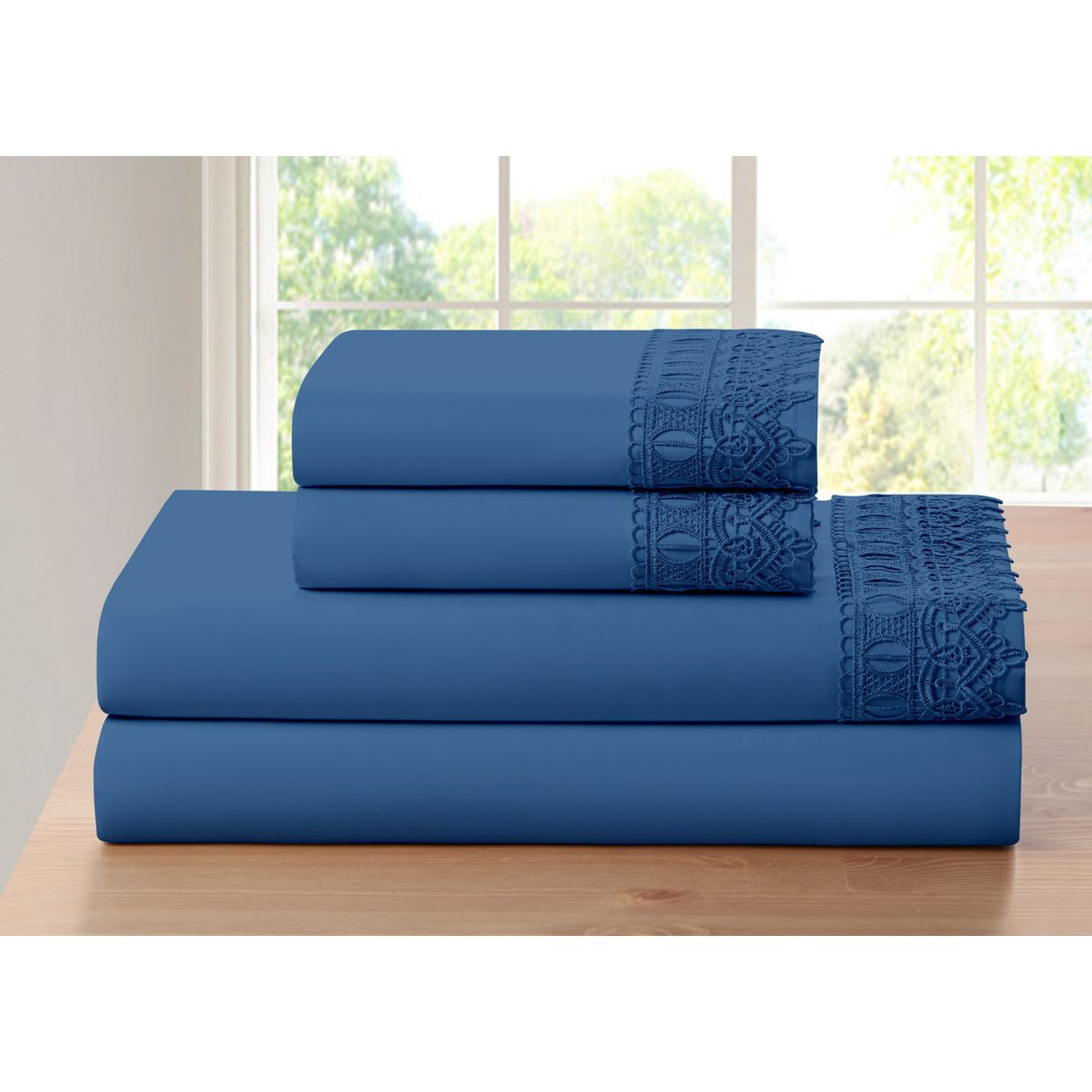 4-Piece Bamboo Comfort Lace Crochet Embroidery Sheet Set product image