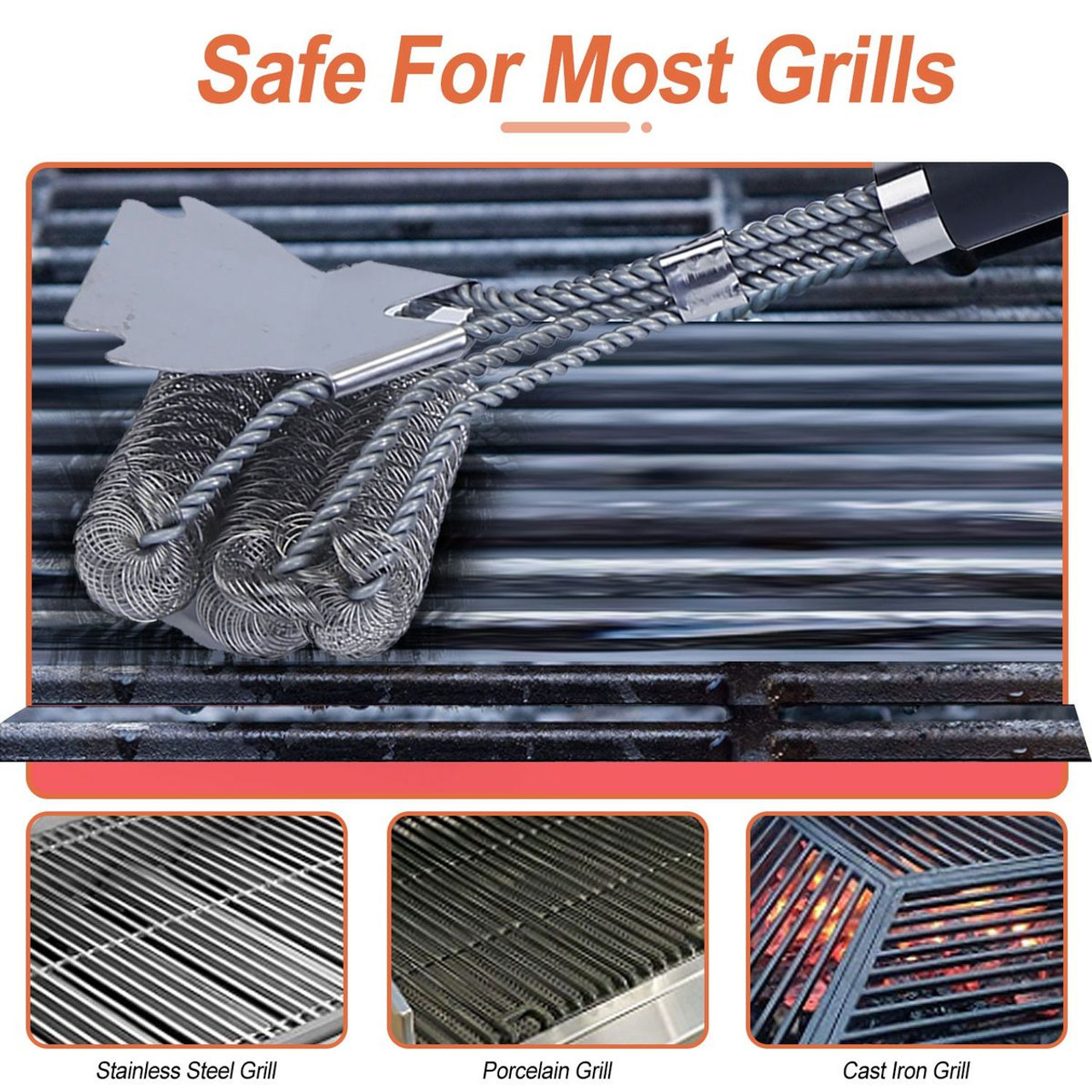 iMounTEK® Stainless Steel BBQ Brush & Scraper product image