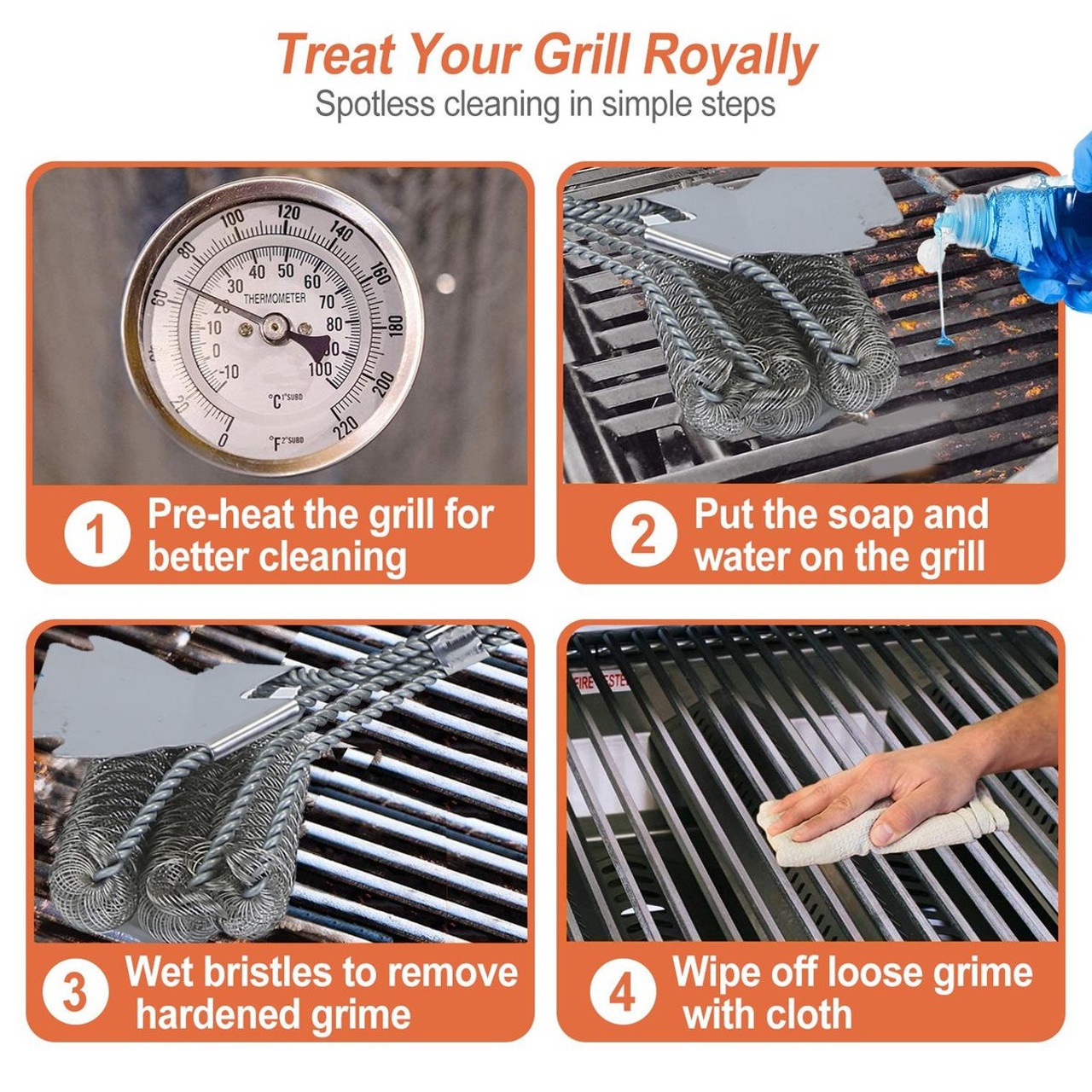 iMounTEK® Stainless Steel BBQ Brush & Scraper product image