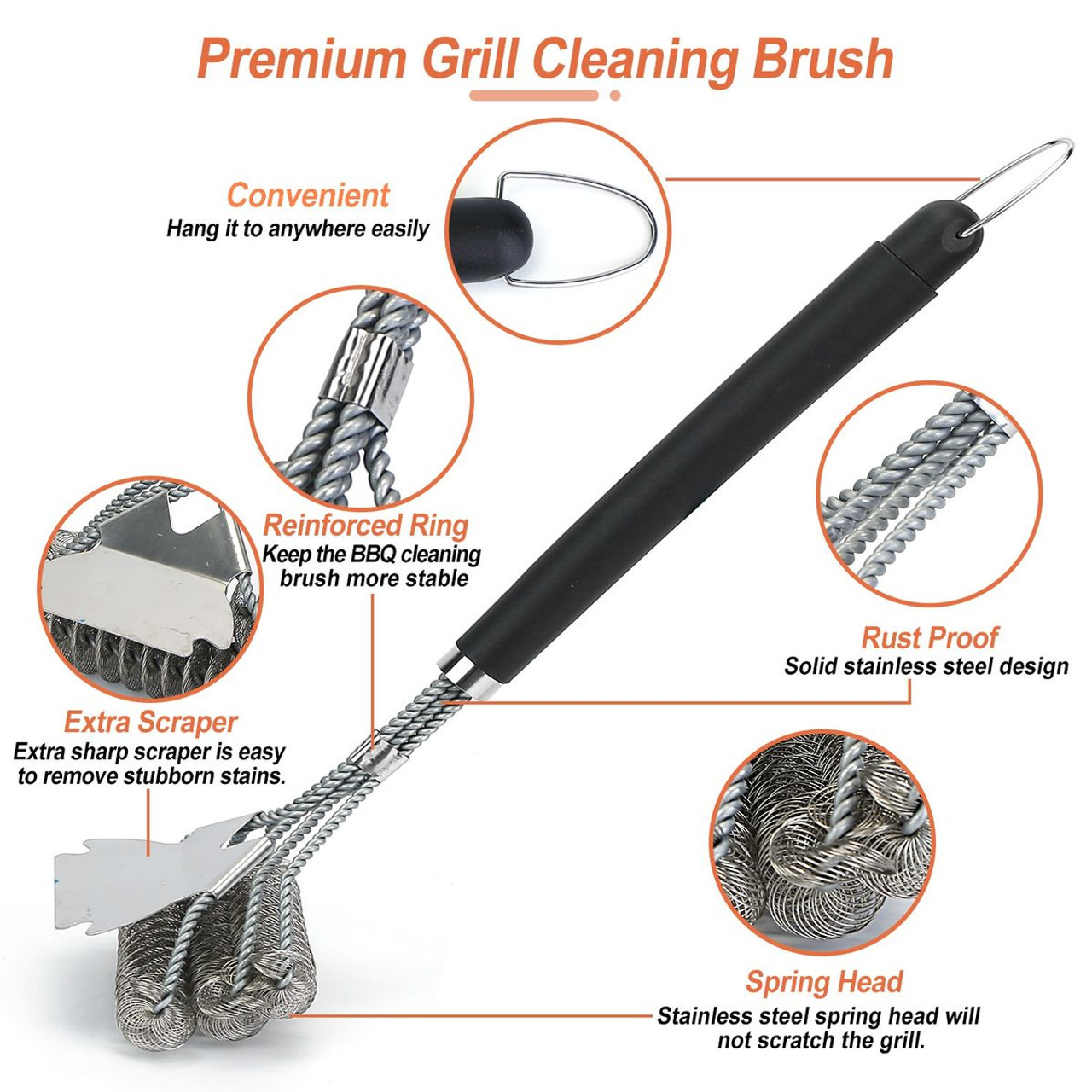 iMounTEK® Stainless Steel BBQ Brush & Scraper product image