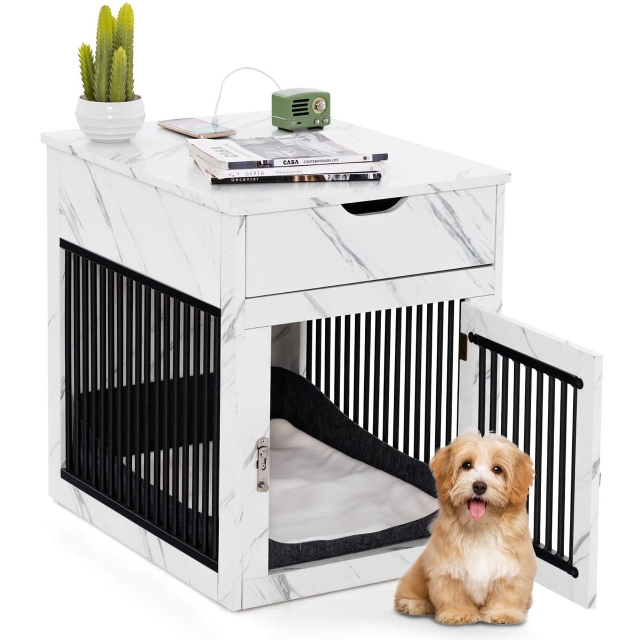 2-in-1 Dog House Crate with Drawer & Wired/Wireless Charging product image