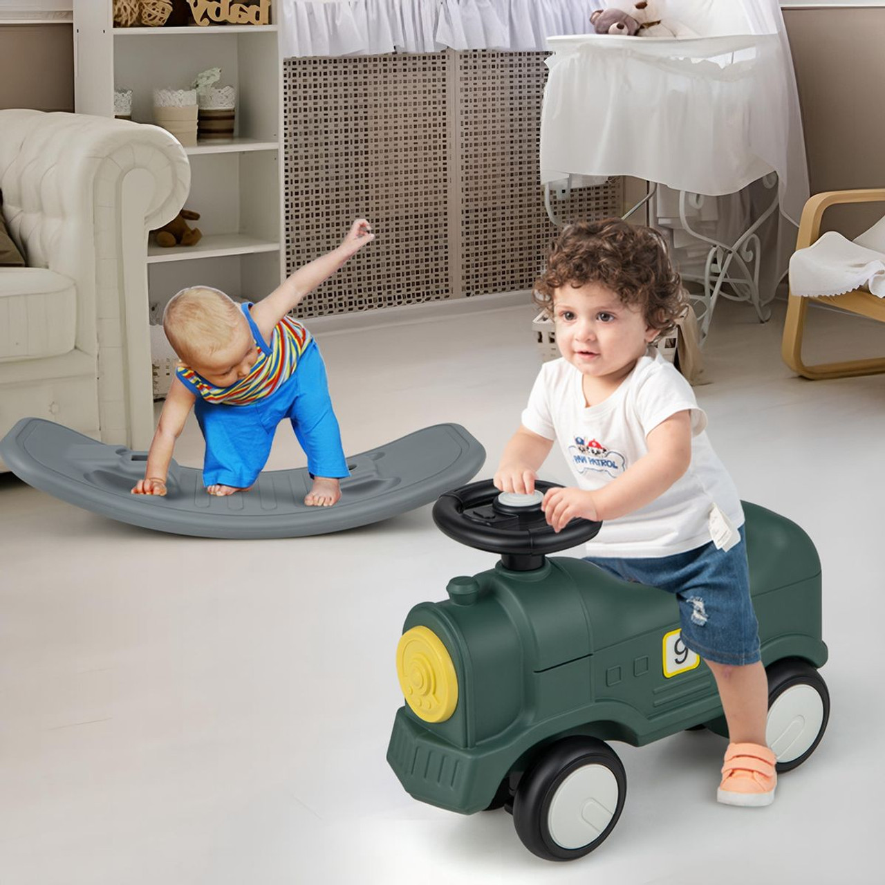 Kids' 3-in-1 Rocking Horse and Scooter with Detachable Balance Board product image