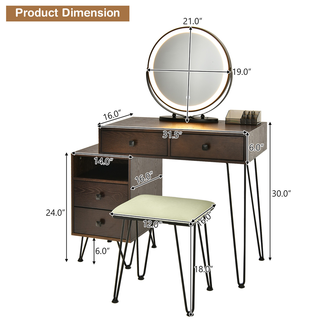 Modern Dressing Table with Storage Cabinet product image