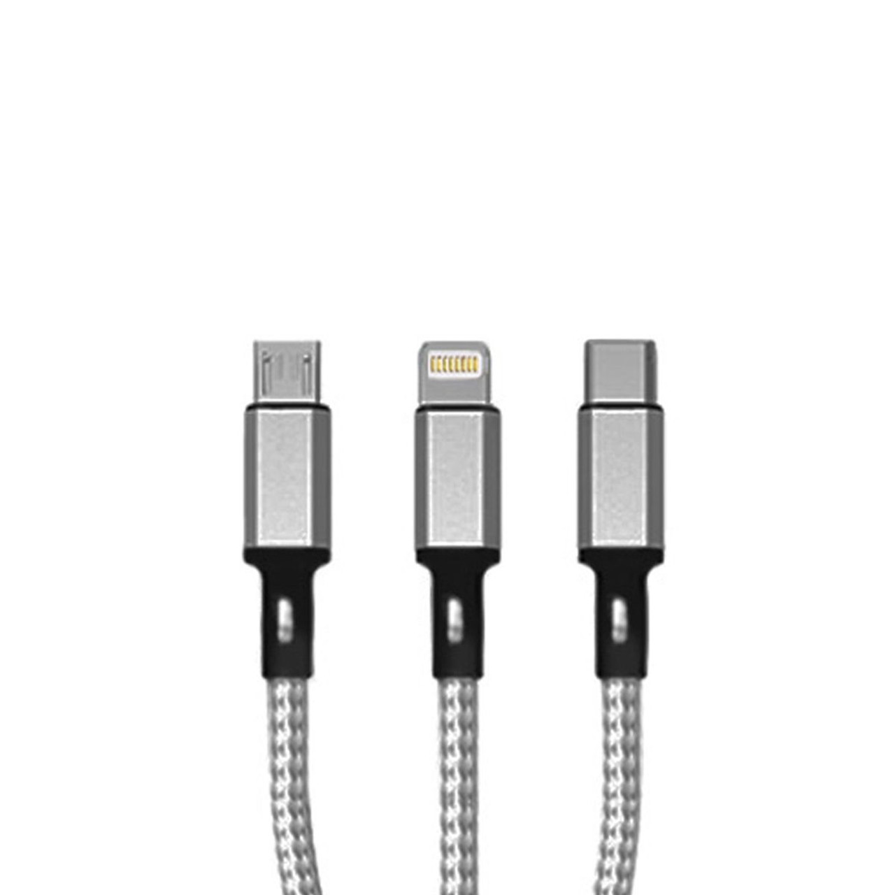 4-Foot 3-in-1 Nylon Braided Charging Cable - Lightning, USB-C, Micro-USB (1- to 5-Pack) product image