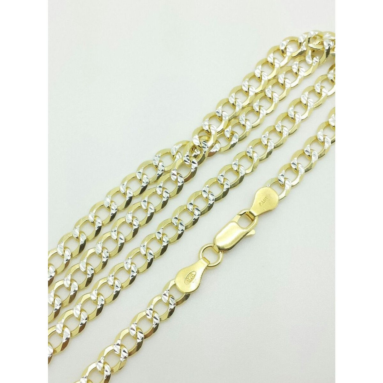 .925 Sterling Silver Italian Gold-Plated Pavé Cuban Curb Link Chain product image