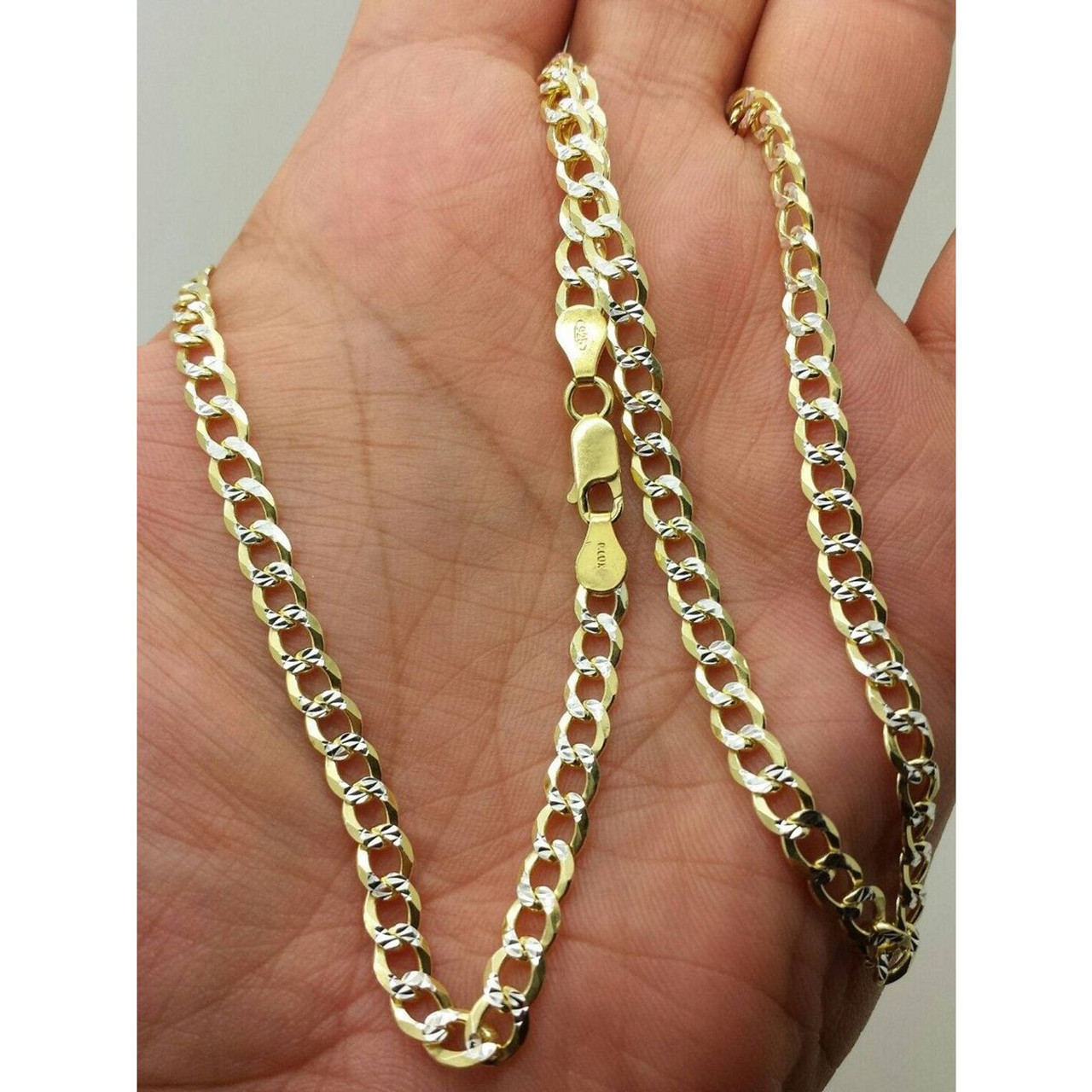 .925 Sterling Silver Italian Gold-Plated Pavé Cuban Curb Link Chain product image