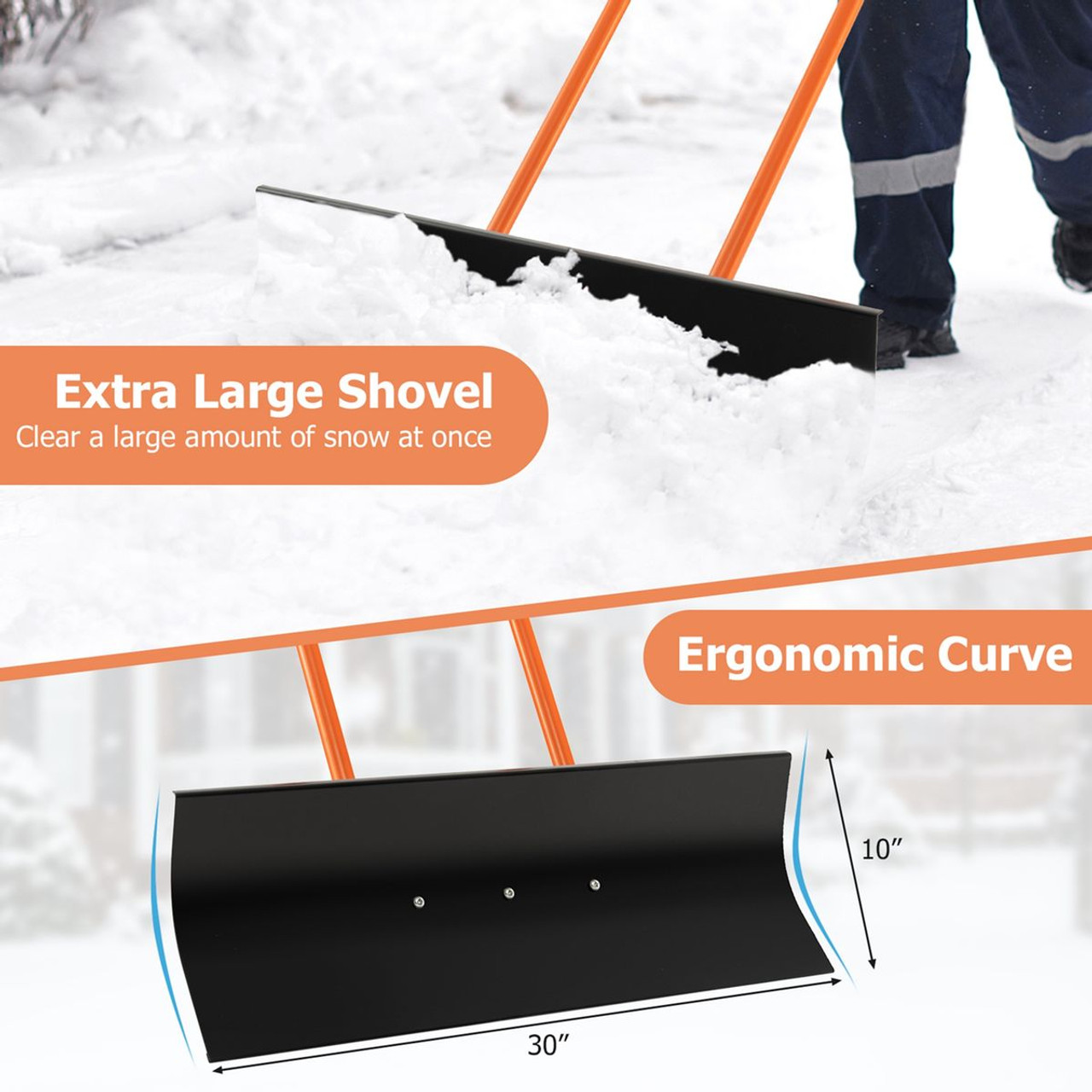 30-Inch Snow Shovel with Wheels & Adjustable Handle product image
