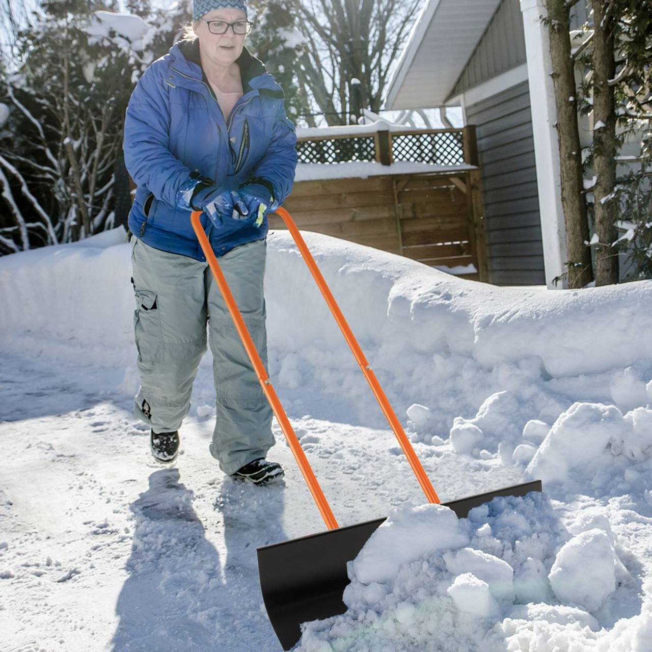 30-Inch Snow Shovel with Wheels & Adjustable Handle product image