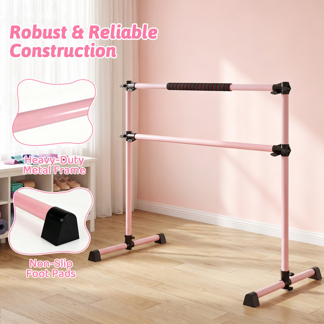 4-Foot Portable Ballet Barre with Adjustable Height product image