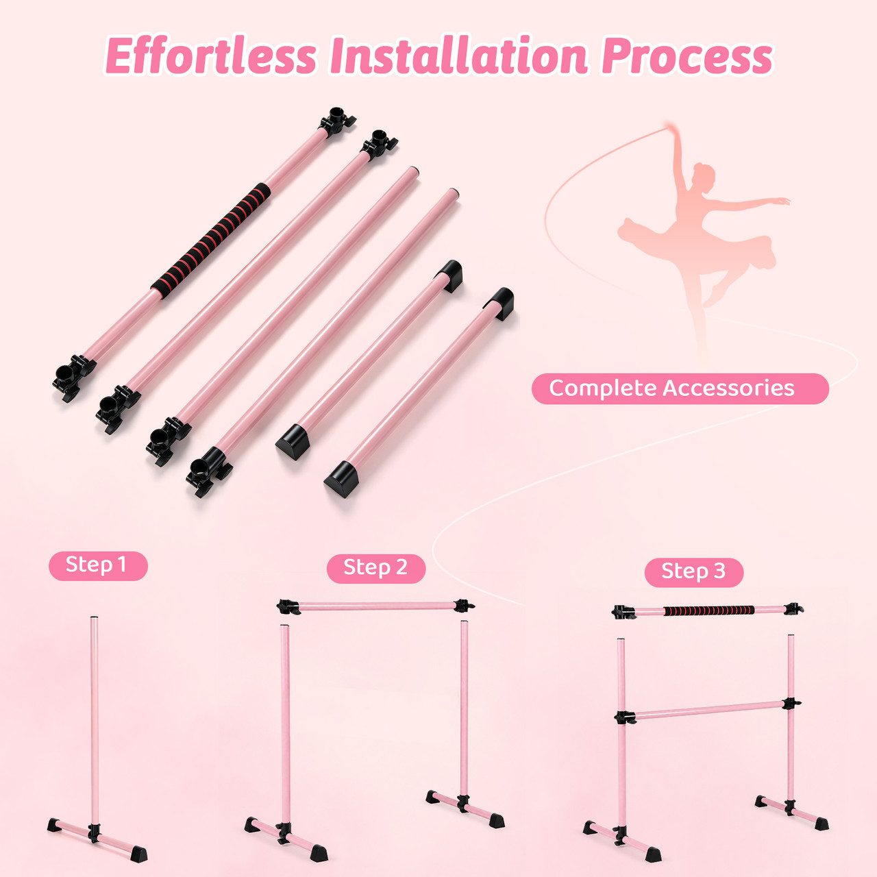 4-Foot Portable Ballet Barre with Adjustable Height product image