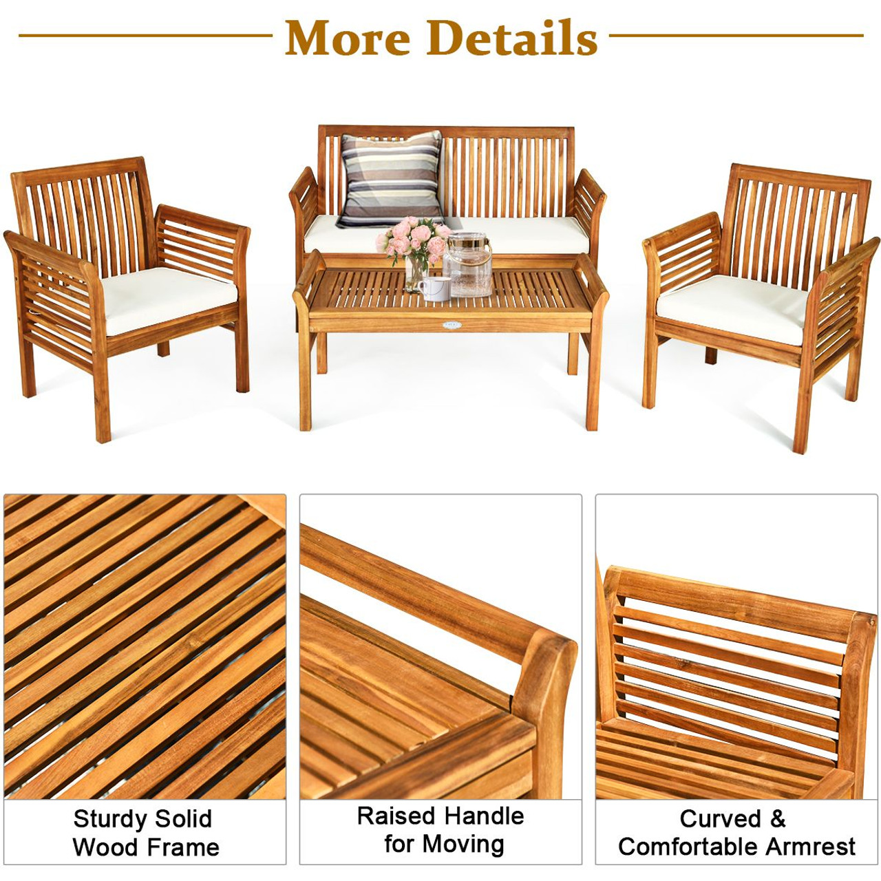 8-Piece Outdoor Acacia Wood Sofa Furniture Set product image