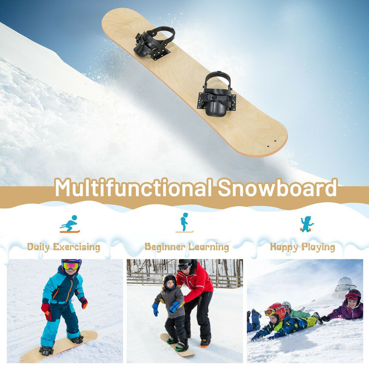 Beginners' Snowboard with Adjustable Foot Straps product image