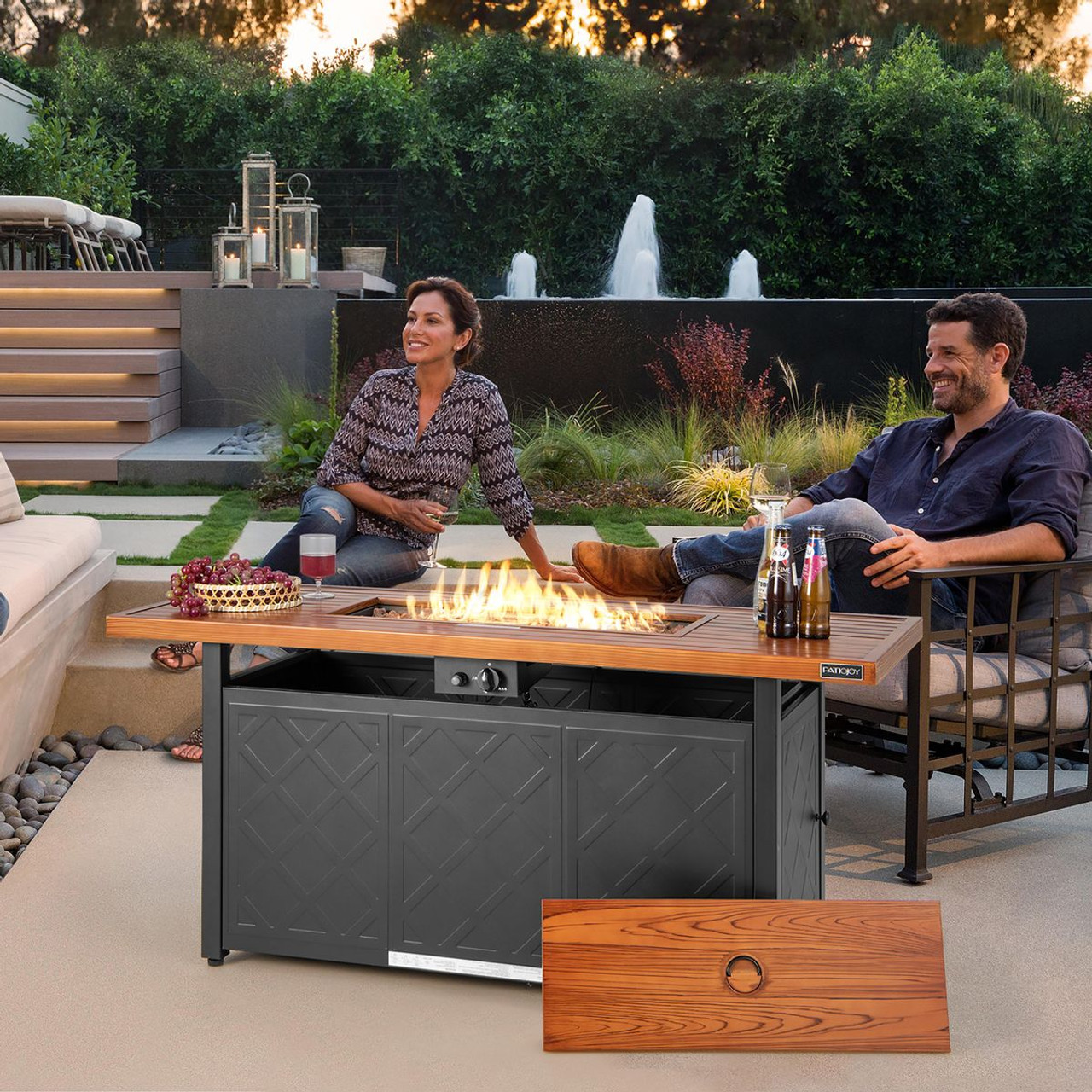 57-Inch 50,000BTU Rectangular Propane Outdoor Fire Pit Table product image