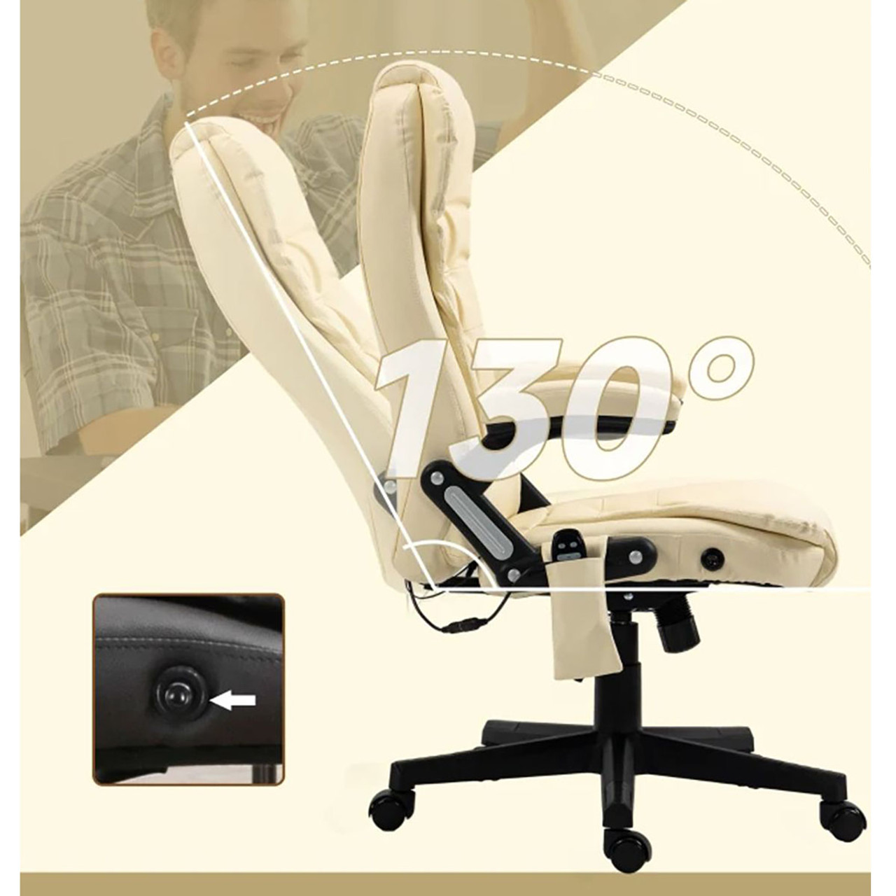 HOMCOM Heated Reclining Computer Chair with 6 Vibration Points product image