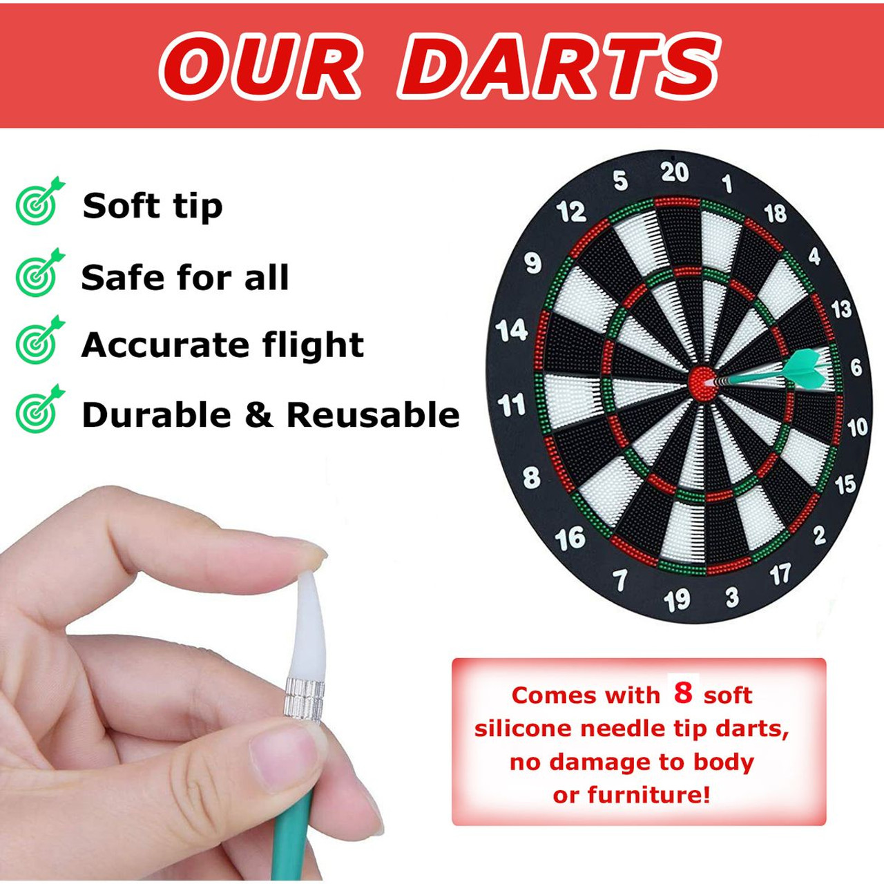 Safe Plastic Dartboard Set Soft Tip Darts  product image