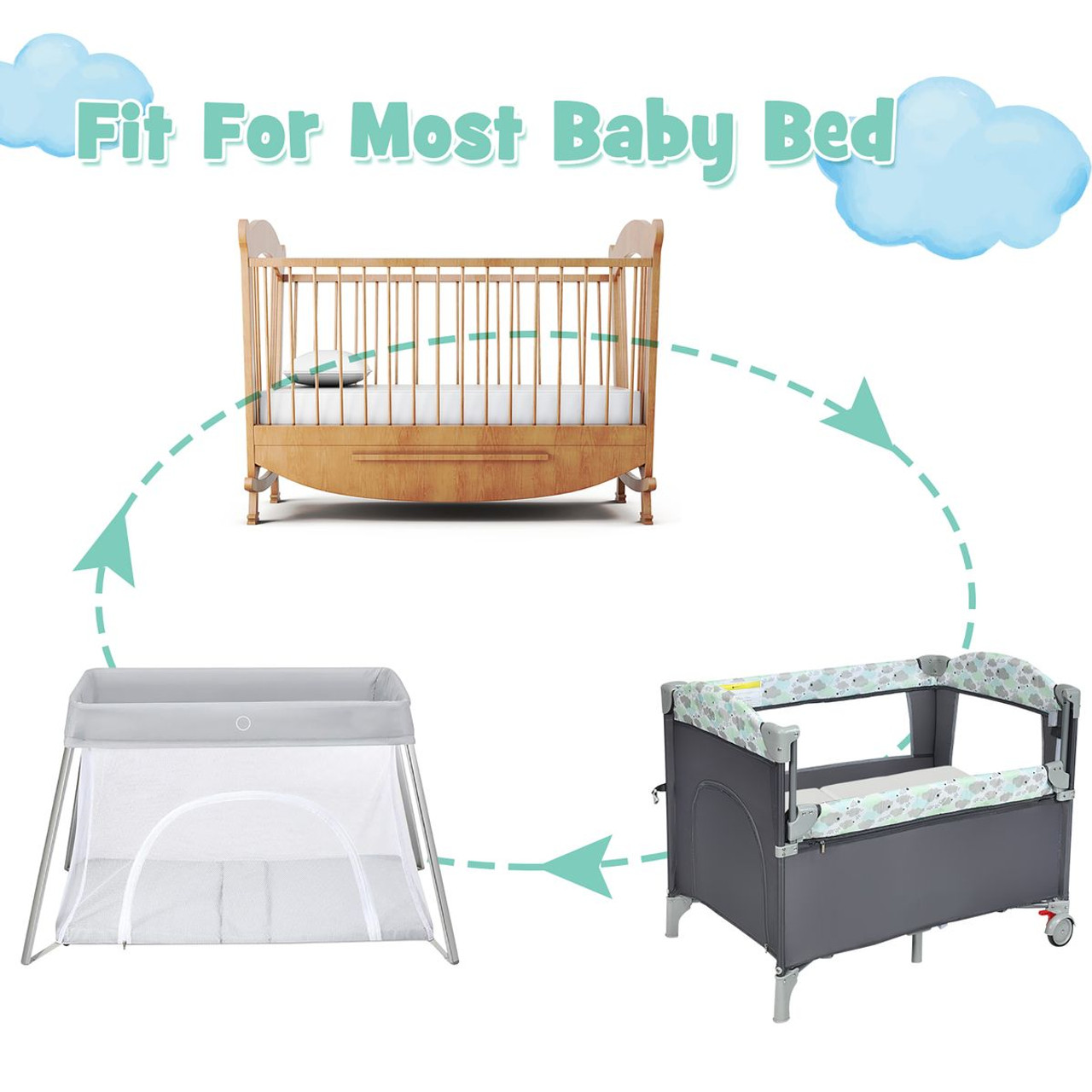 Tri-Fold Pack n Play Foldable Memory Foam Crib Mattress product image