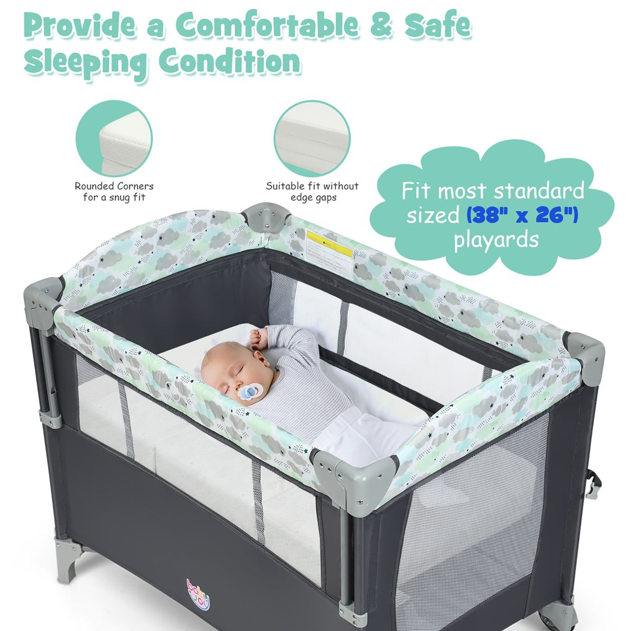 Tri-Fold Pack n Play Foldable Memory Foam Crib Mattress product image