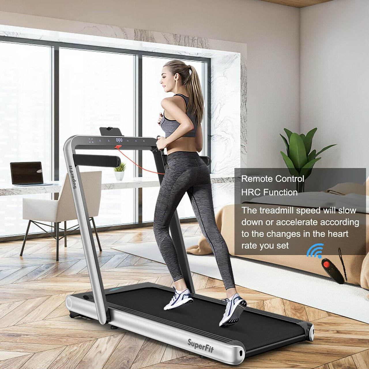 SuperFit 4.75HP 2 In 1 Folding Treadmill  product image