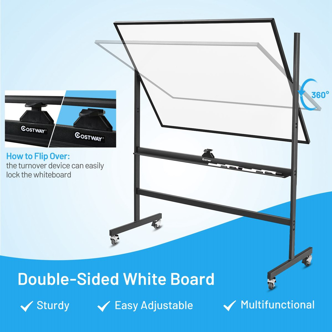 48 x 36-Inch Mobile Magnetic Double-Sided Reversible Whiteboard product image