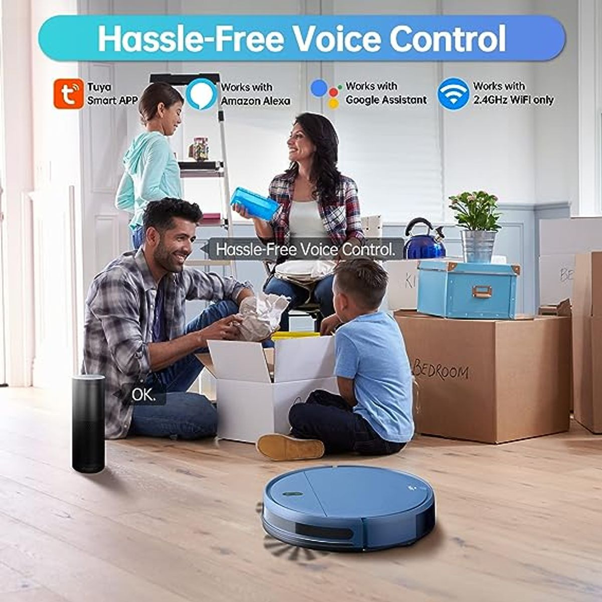 ZCWA Robot Vacuum Cleaner Robotic Vacuum and Mop Combo Compatible BR151 - Blue product image