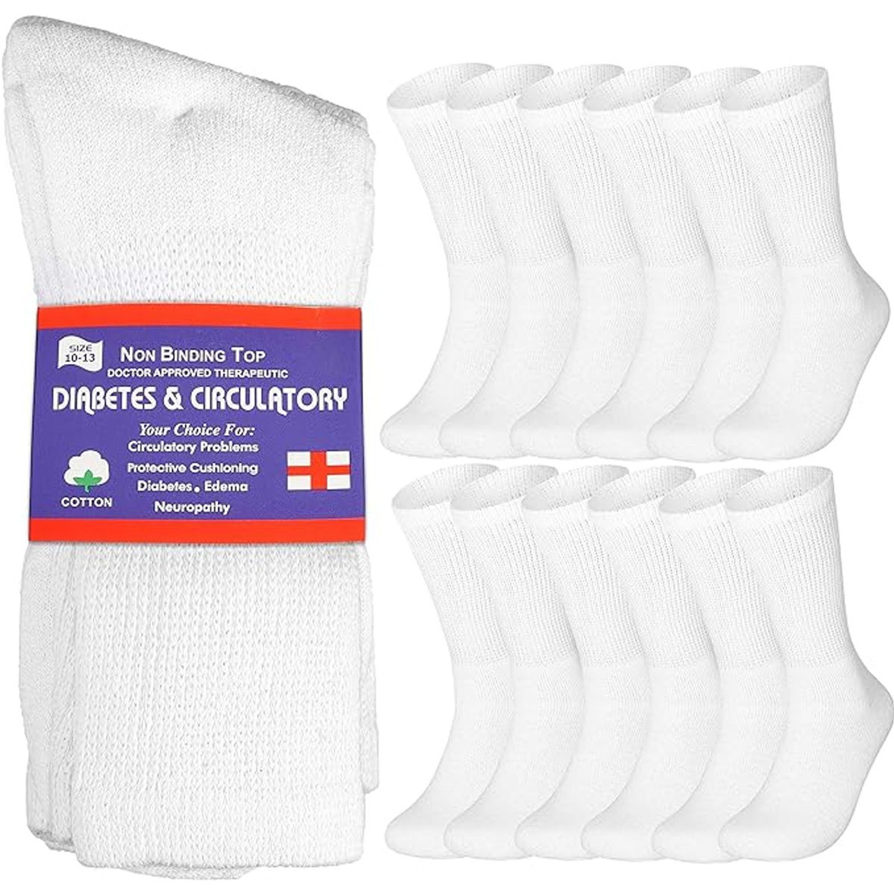 Cotton Non-Binding Diabetic & Circulatory Crew Socks (12-Pair) product image