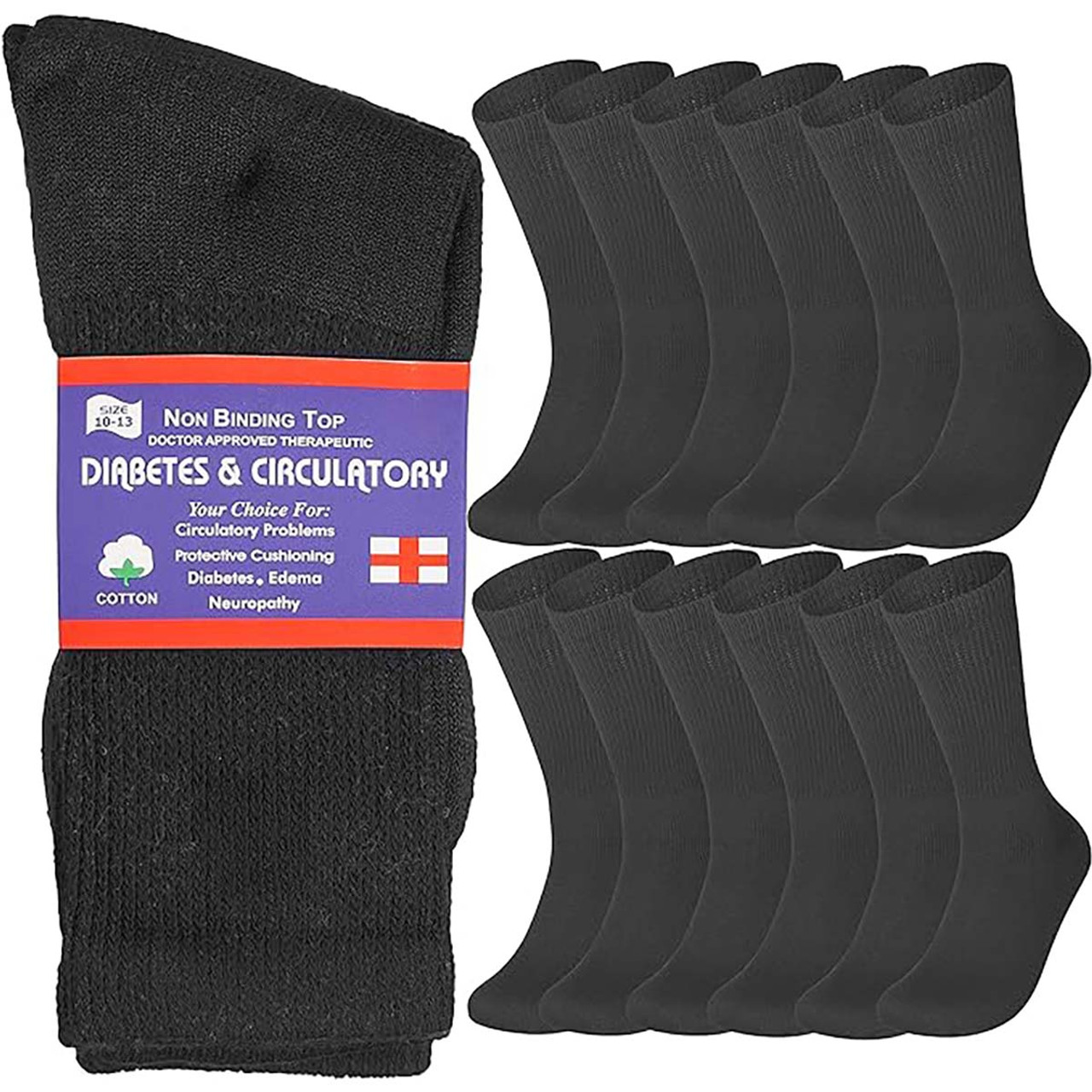 Cotton Non-Binding Diabetic & Circulatory Crew Socks (12-Pair) product image