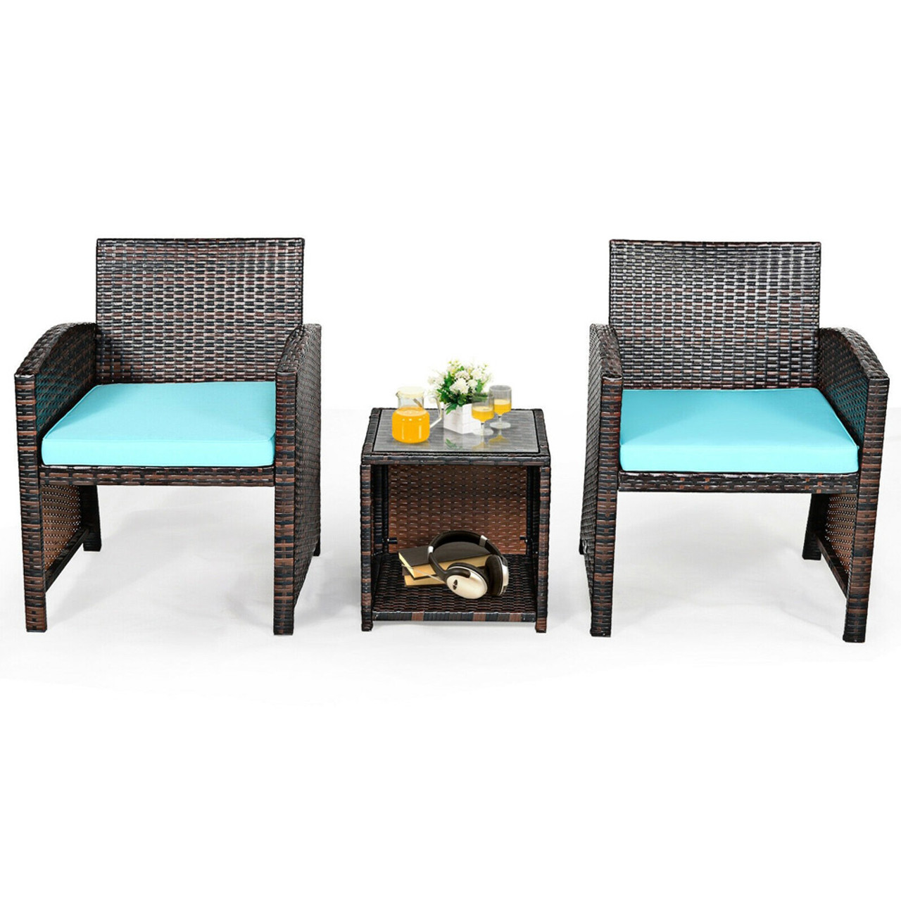 Rattan 3-Piece Outdoor Chairs and Table Set product image