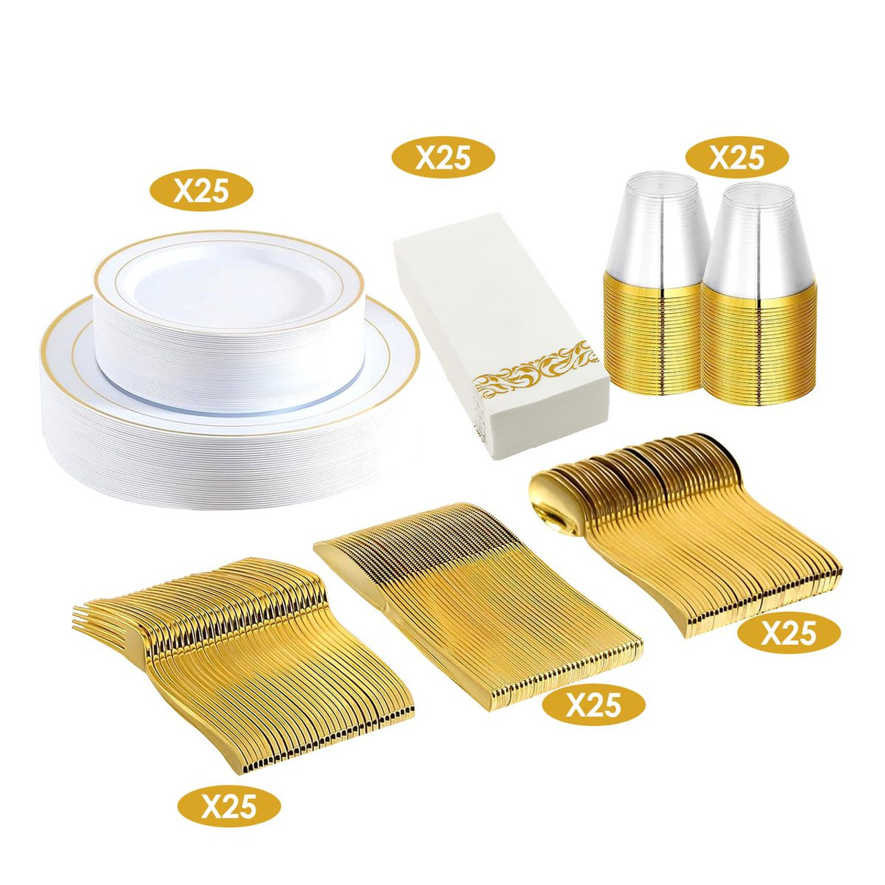 NewHome™ 175-Piece Disposable Gold Dinnerware Set product image