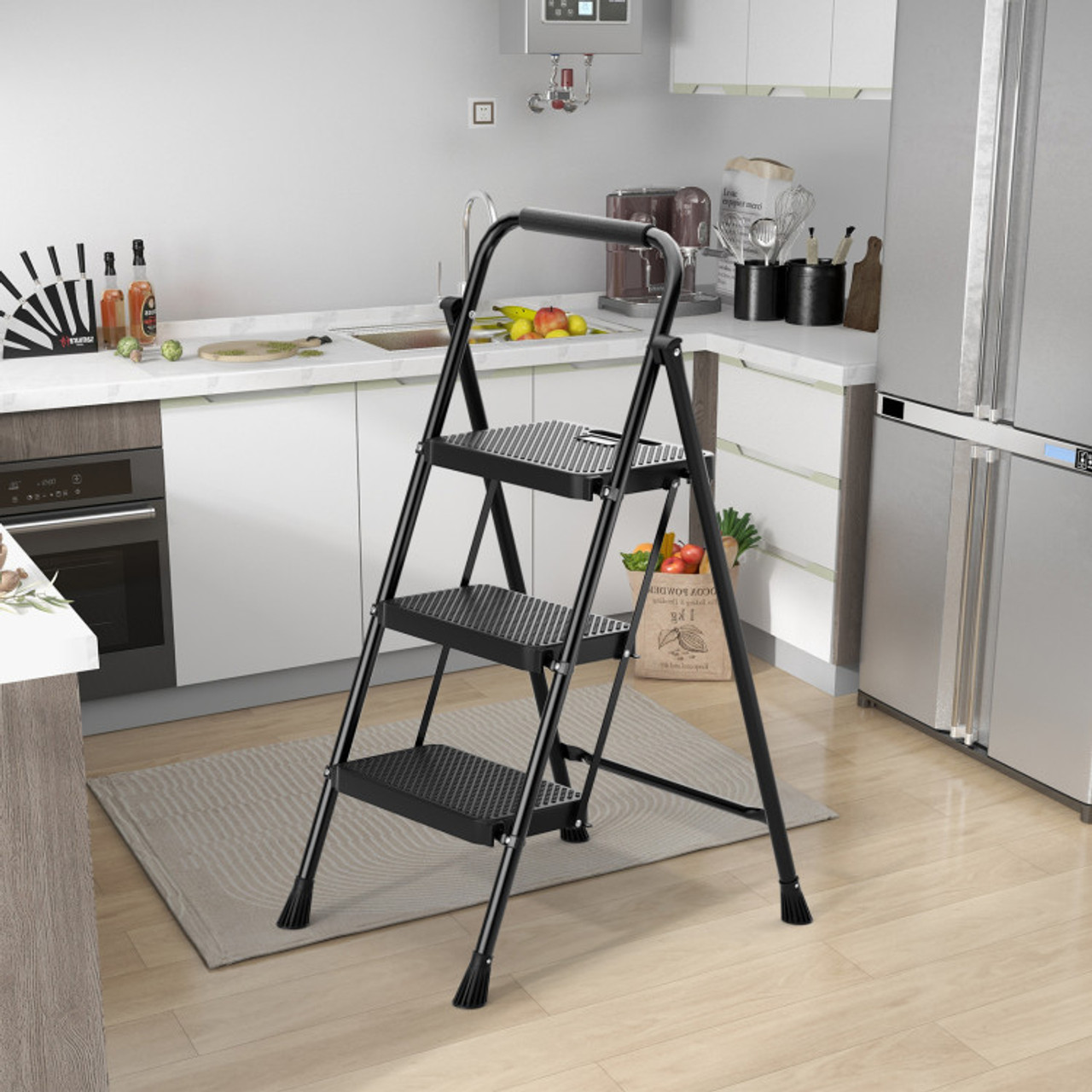 Portable Folding 3-Step Ladder with Wide Anti-Slip Steps & Convenient Handle product image