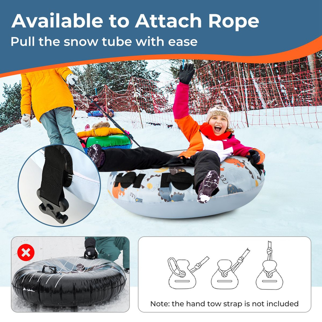 52-Inch Inflatable Snow Tube with Cold-Resistant & Heavy-Duty Material product image