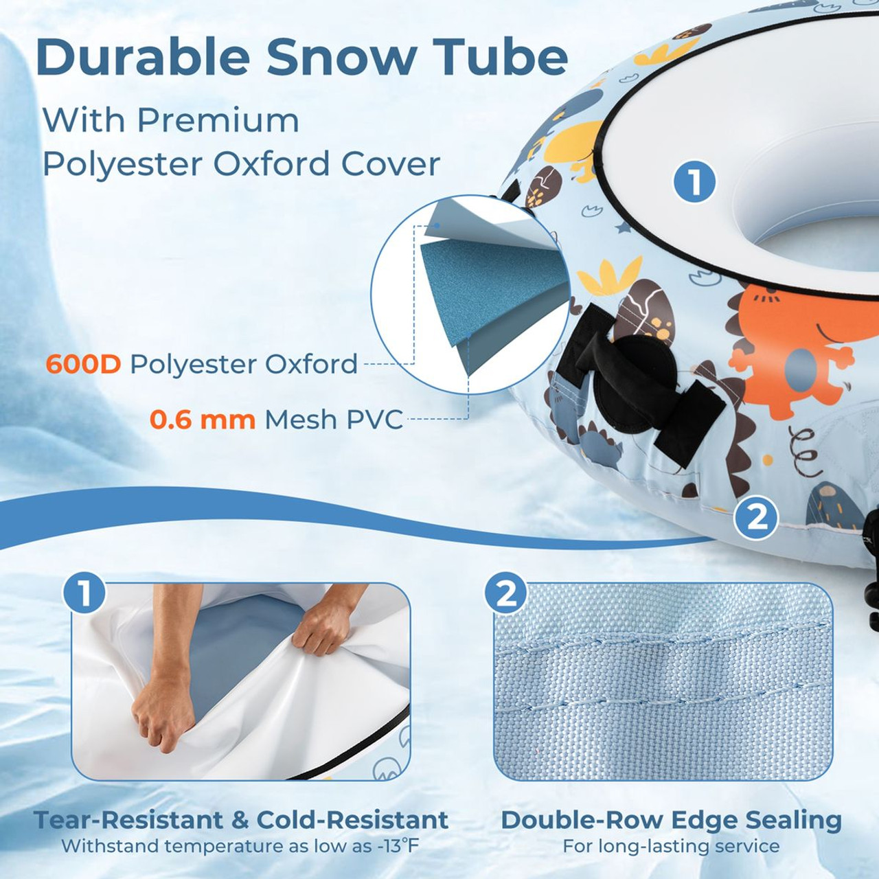 52-Inch Inflatable Snow Tube with Cold-Resistant & Heavy-Duty Material product image