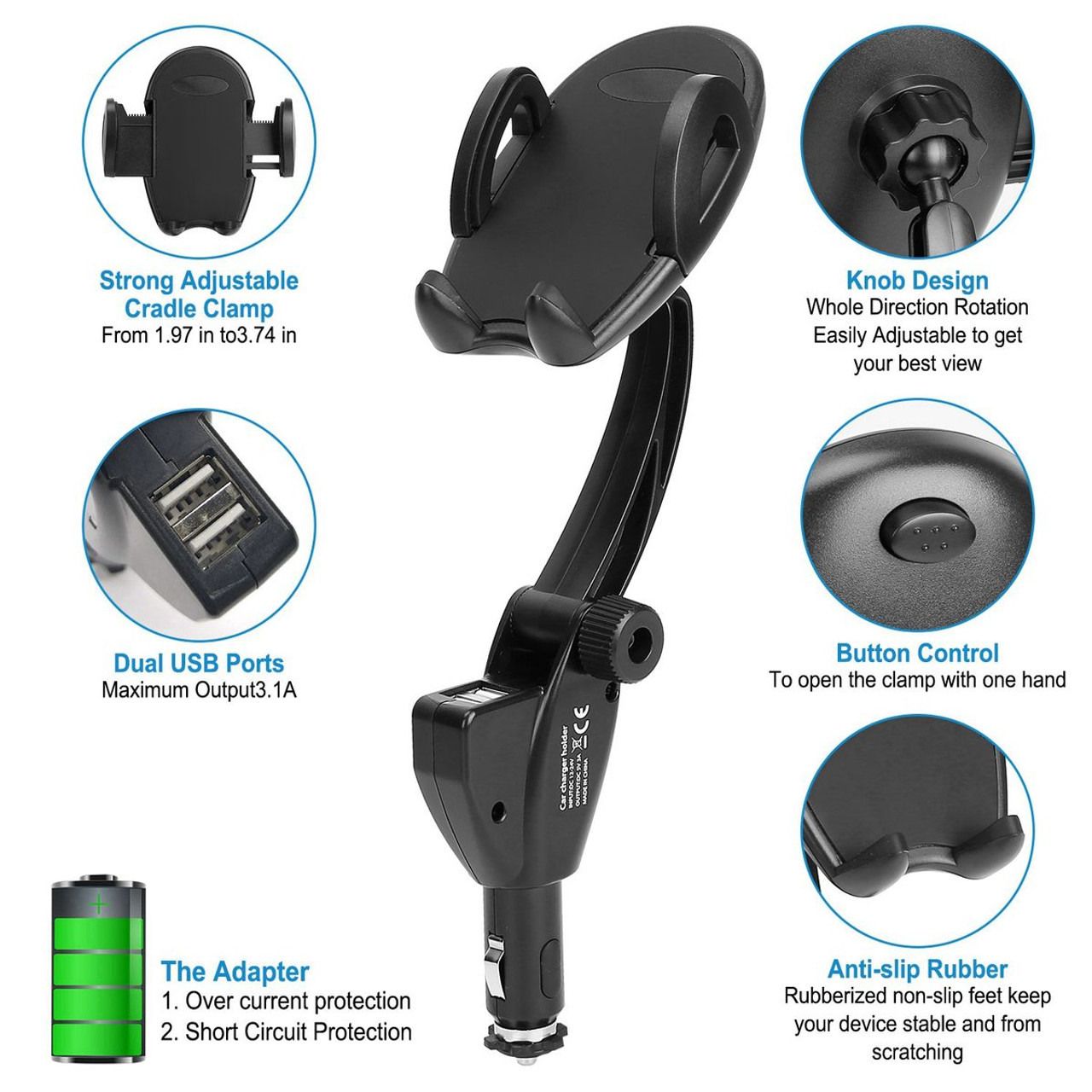 iMounTEK® 360° Dual USB Car Phone Mount product image