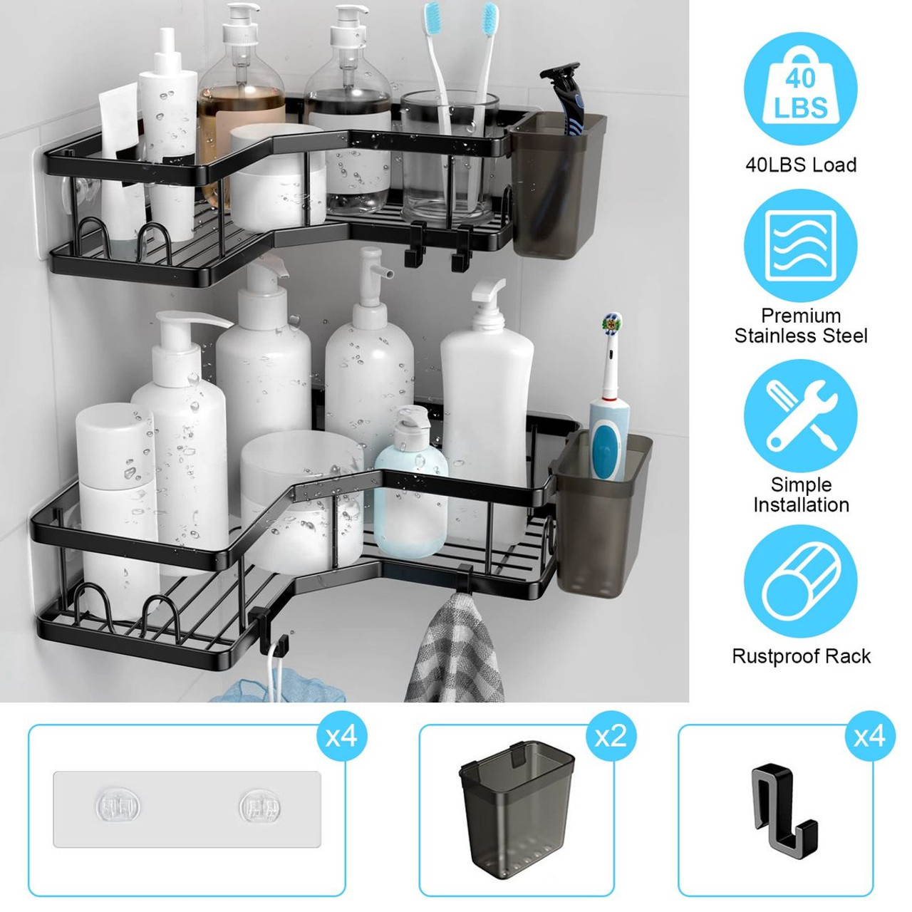 NewHome™ Corner Shower Shelves (2-Pack) product image