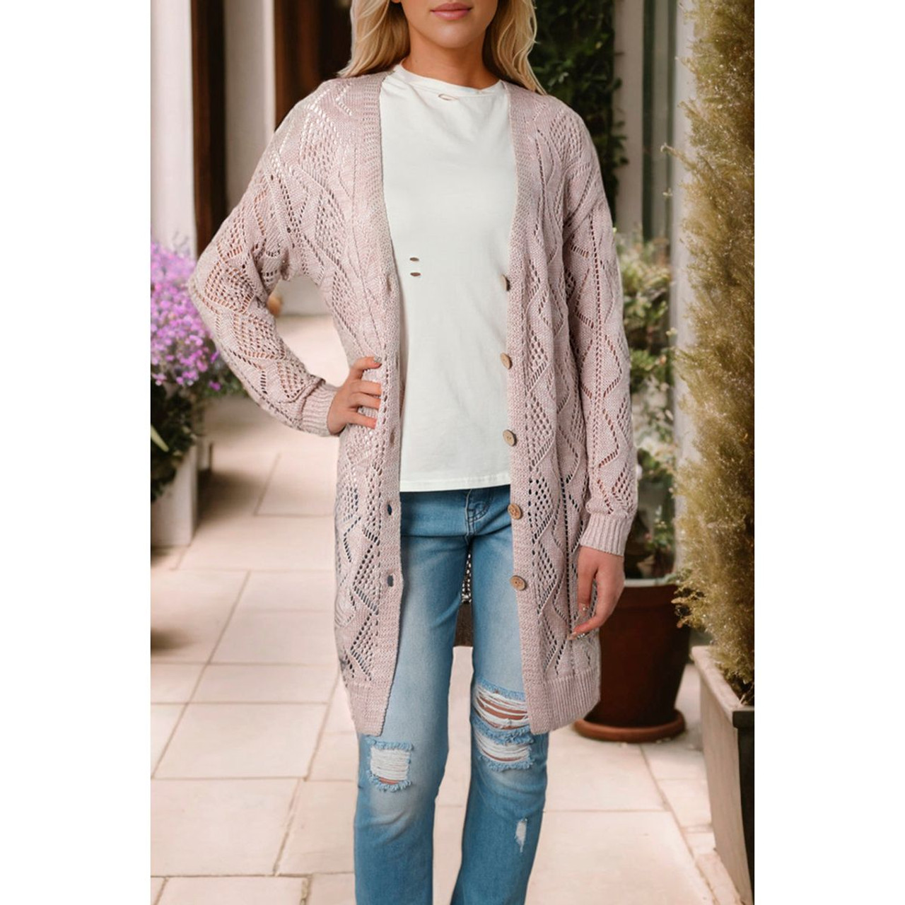 Mckenzie Hollow-out Openwork Knit Cardigan product image