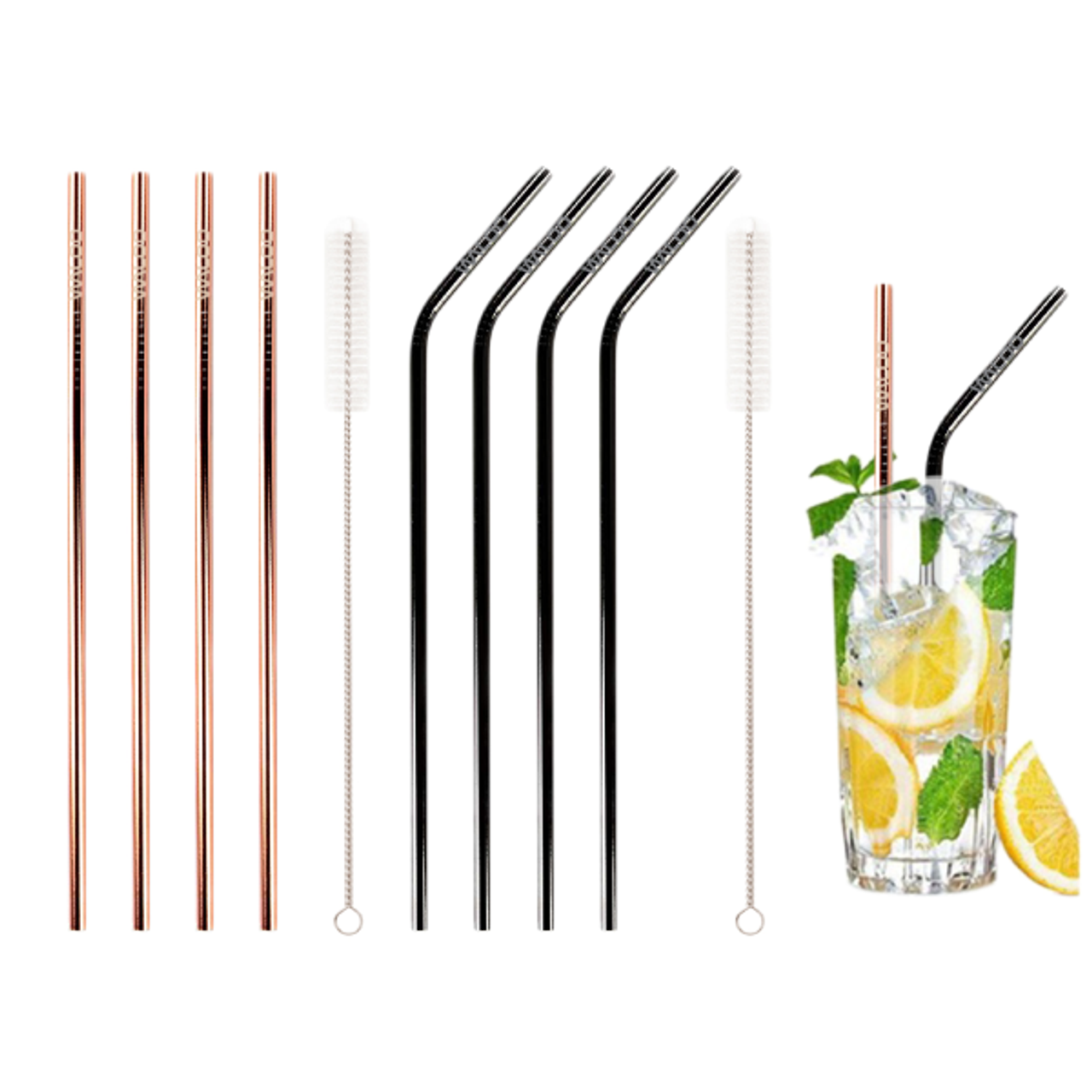 Stainless Steel Drinking Straw with Brush (4-Pack) product image