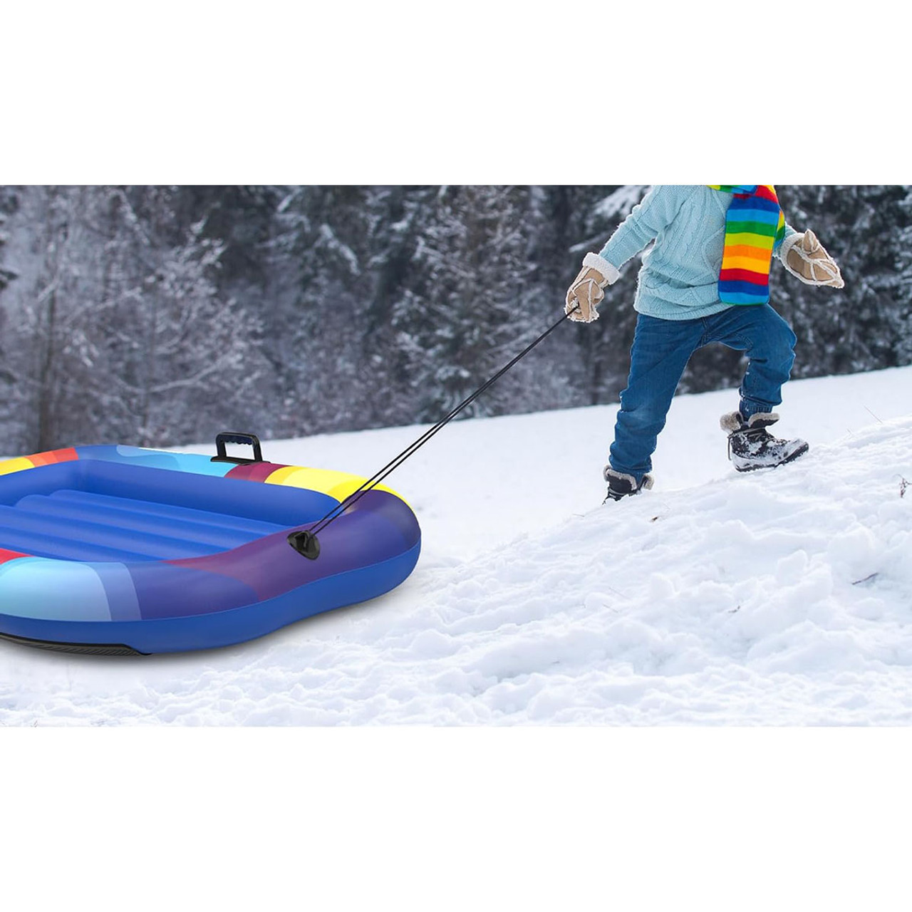 Kids' Heavy-Duty Inflatable Snow Sled with Anti-Slip Strip product image