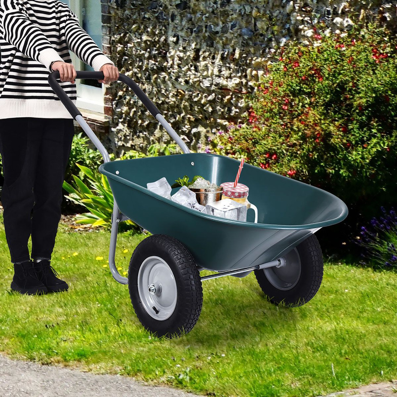 2-Tire Wheelbarrow Garden Utility Cart product image