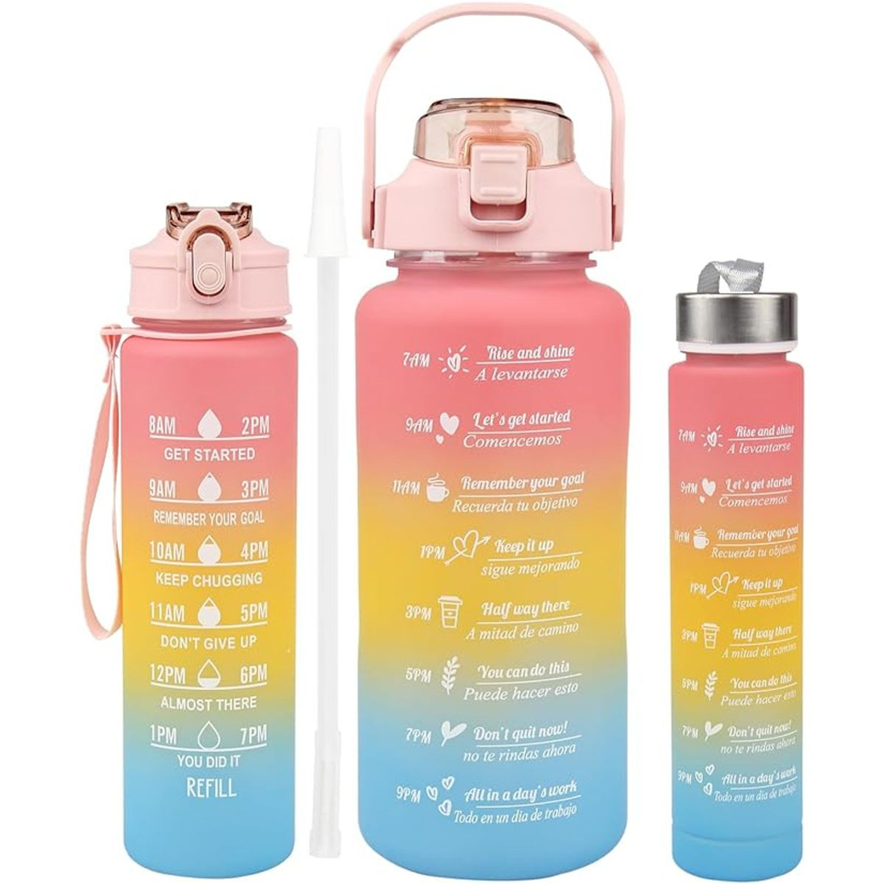 3-Piece Sports Water Bottle with Motivational Time Marker product image