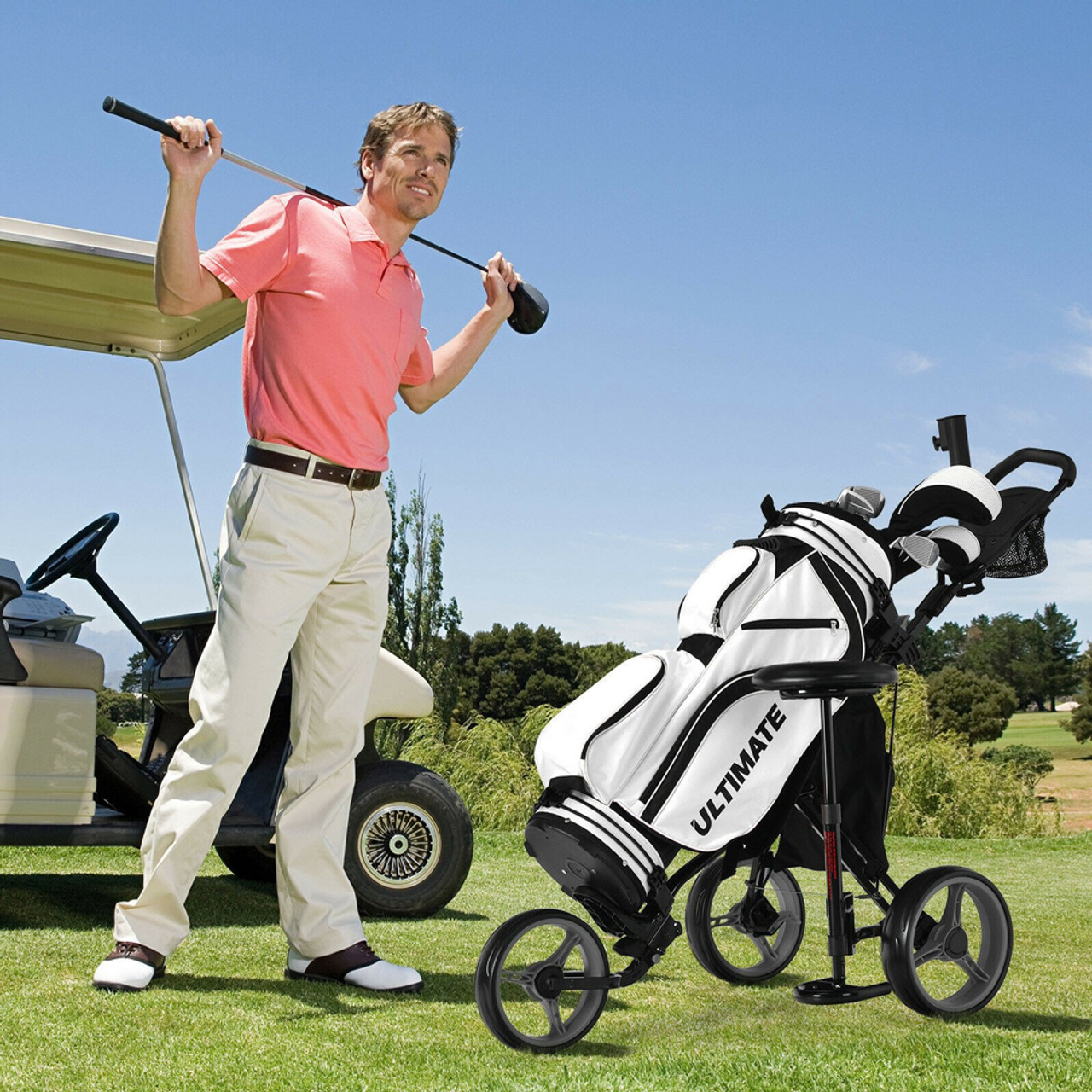 Folding 3-Wheel Golf Cart with Seat product image