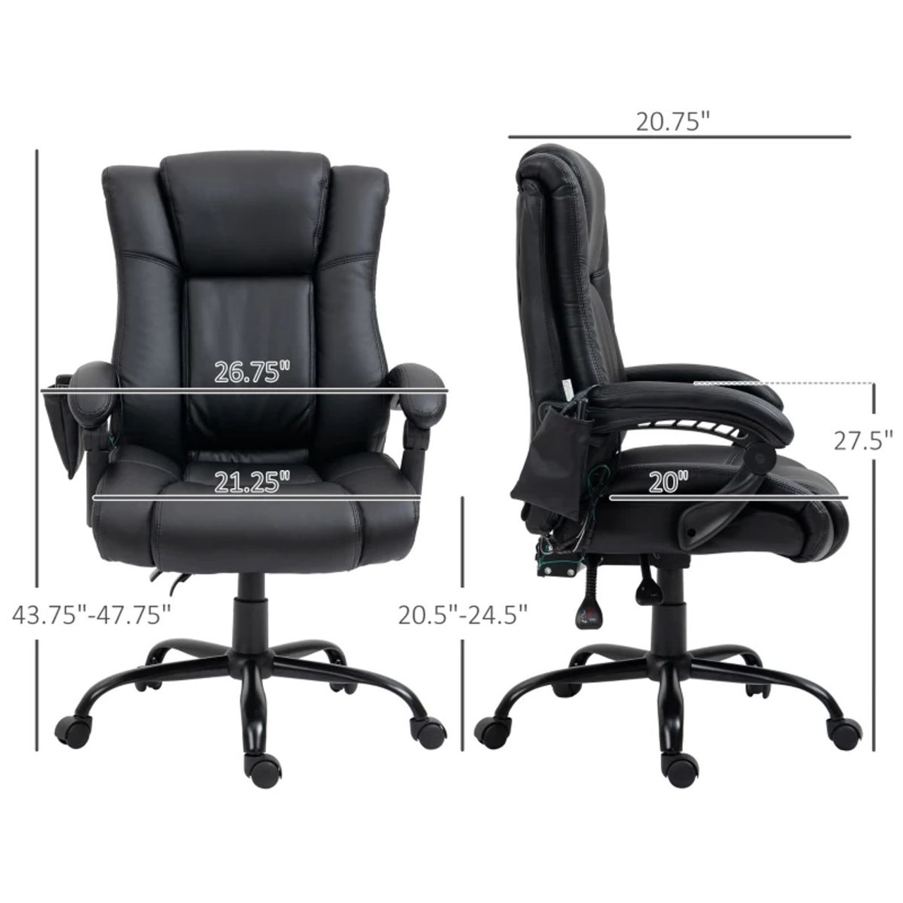 High Back 6-Point Vibration Massage PU Leather Office Chair by Vinsetto™ product image