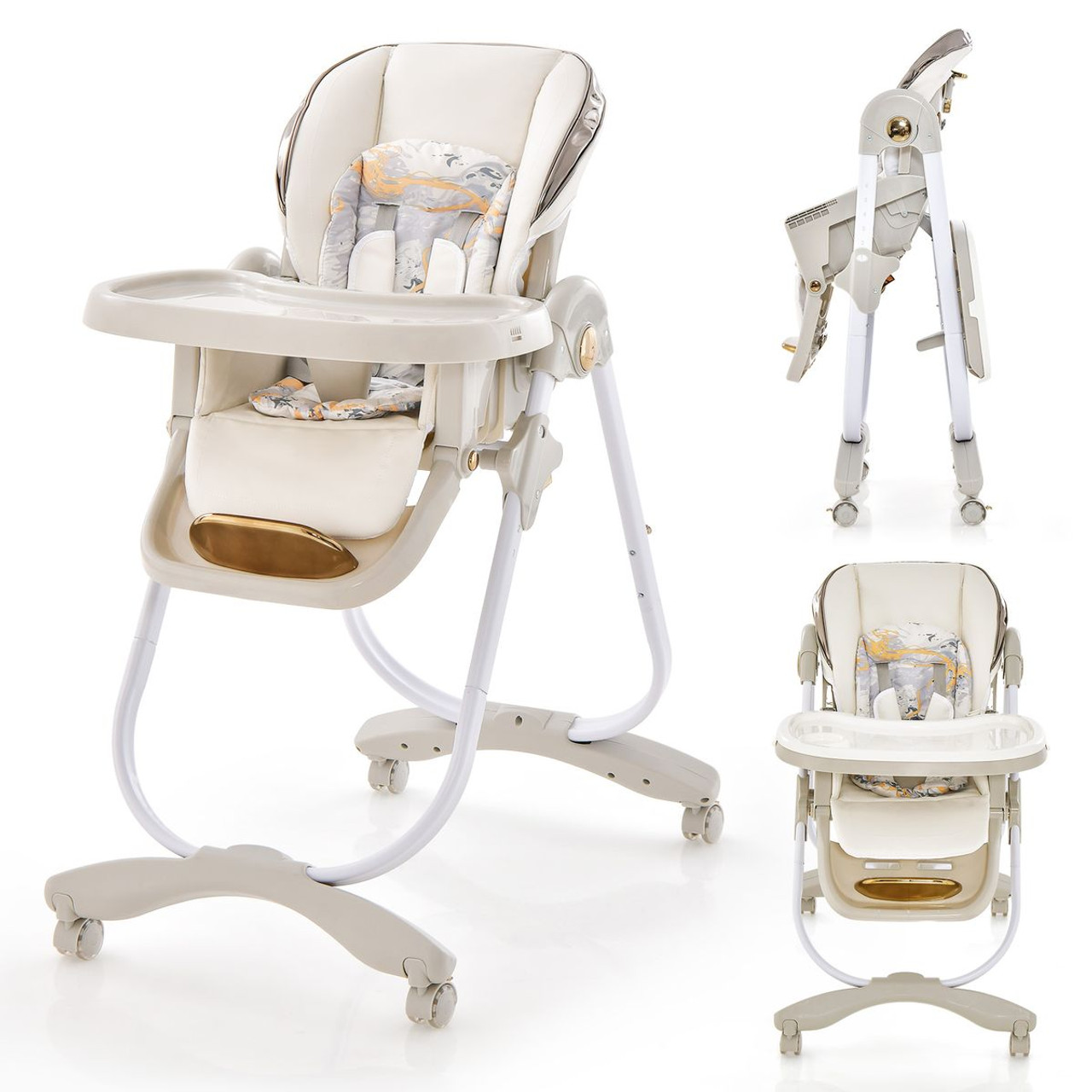 Folding Baby Dining High Chair with Adjustable Height & Recline product image